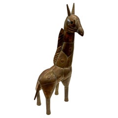 Sculpture de girafe patchée en laiton patiné et cuivre de Sergio Bustamante