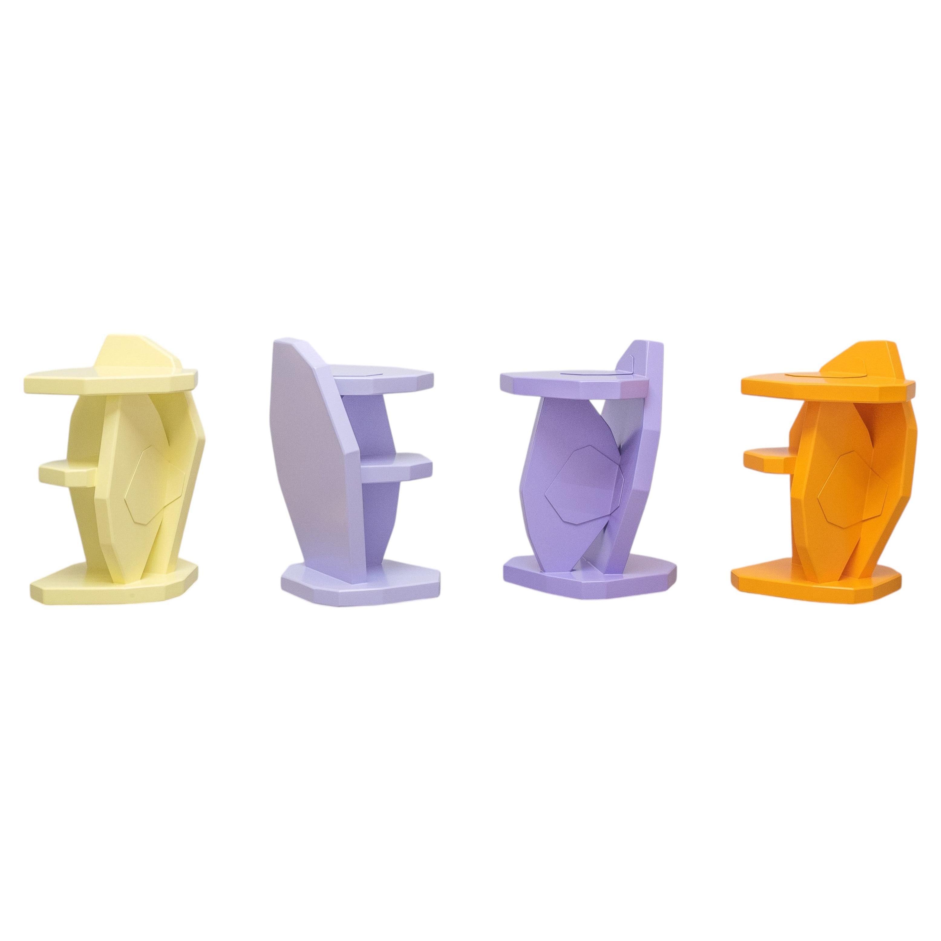 PATCHED set of 4 Side Tables, Automotive Painted, Made in Denmark For Sale