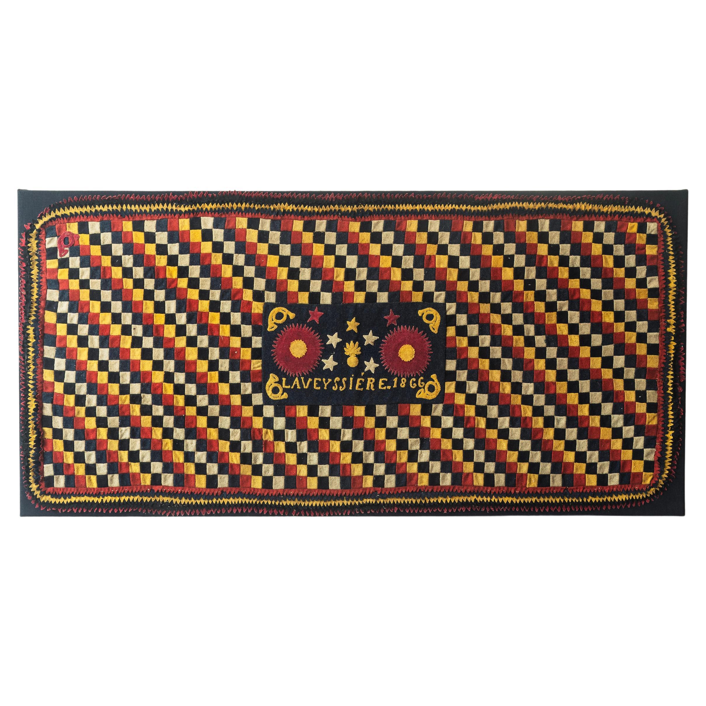 Patchwork-Armee-Stoff aus Militäruniform/Kriegerzeit- Steppdecken, Frankreich 1866 im Angebot
