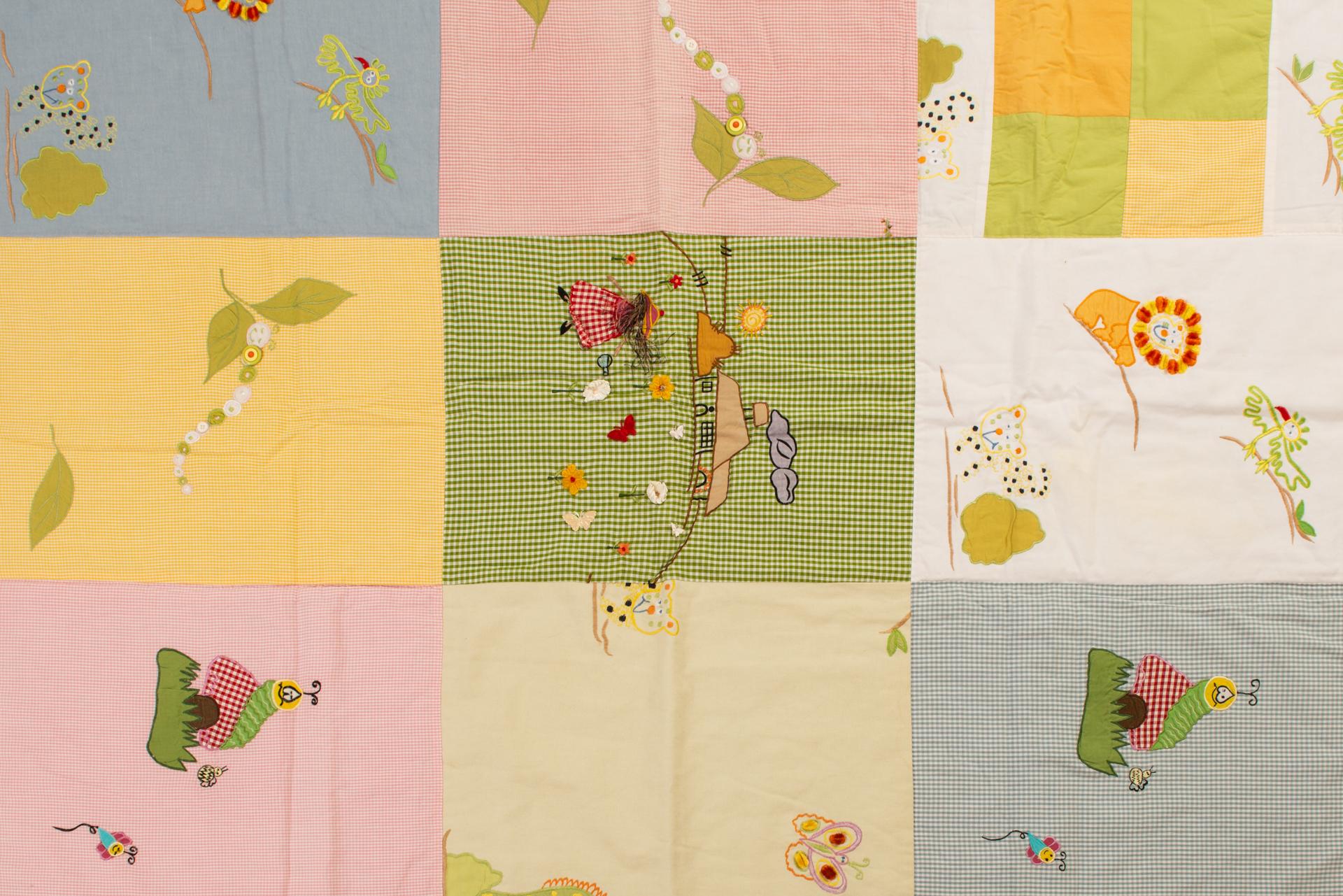 Arts and Crafts Patchwork Handmade Quilt For Sale