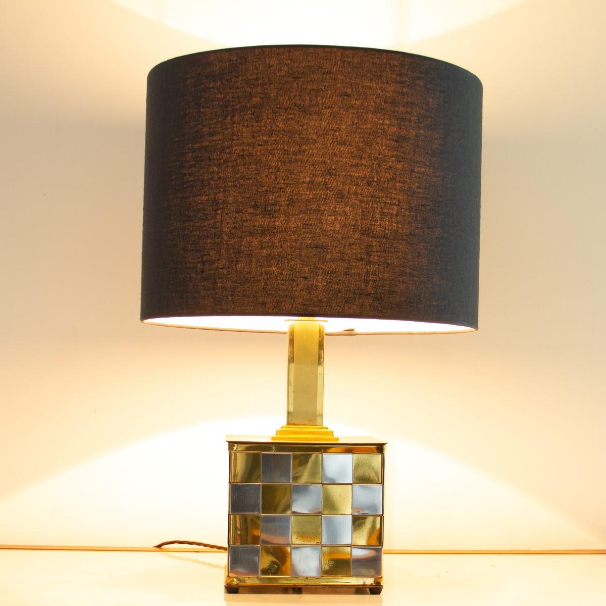 Late 20th Century Patchwork Brass and Chrome Lamp, 1970s