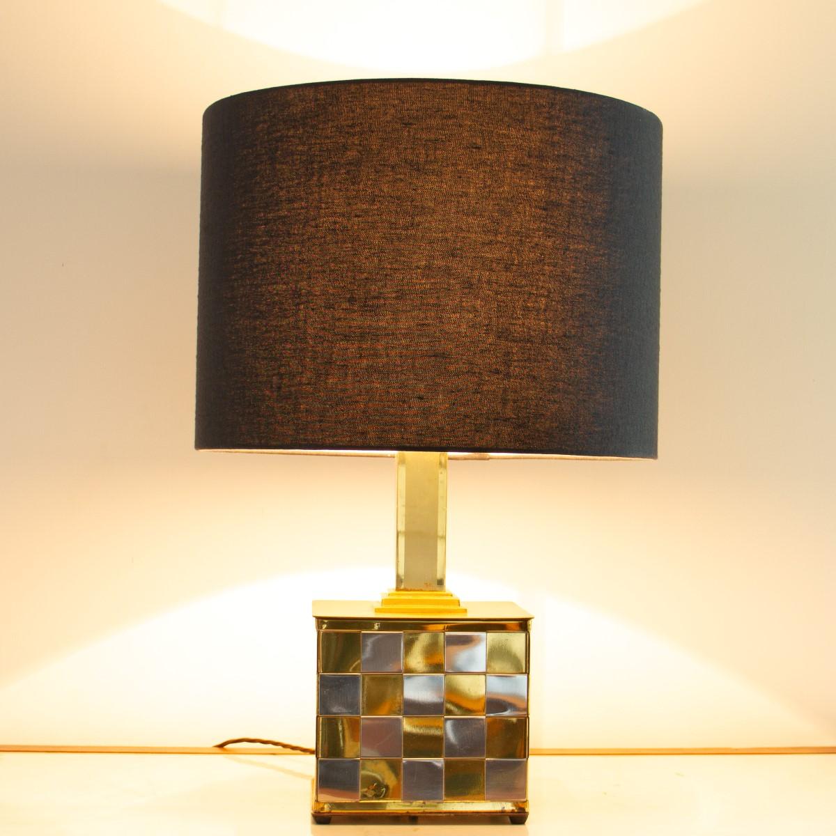 Patchwork Brass and Chrome Lamp, 1970s 1