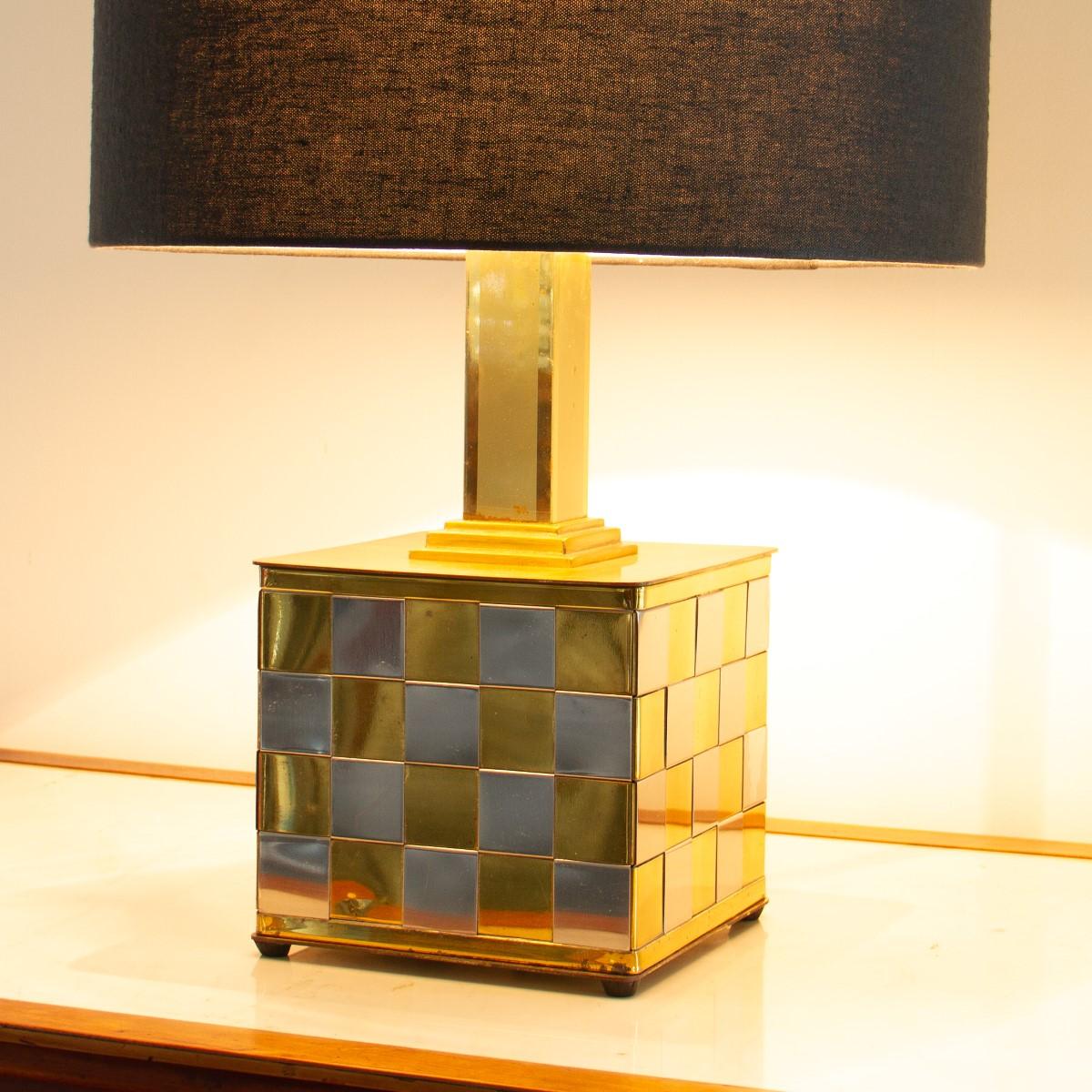 Patchwork Brass and Chrome Lamp, 1970s 2