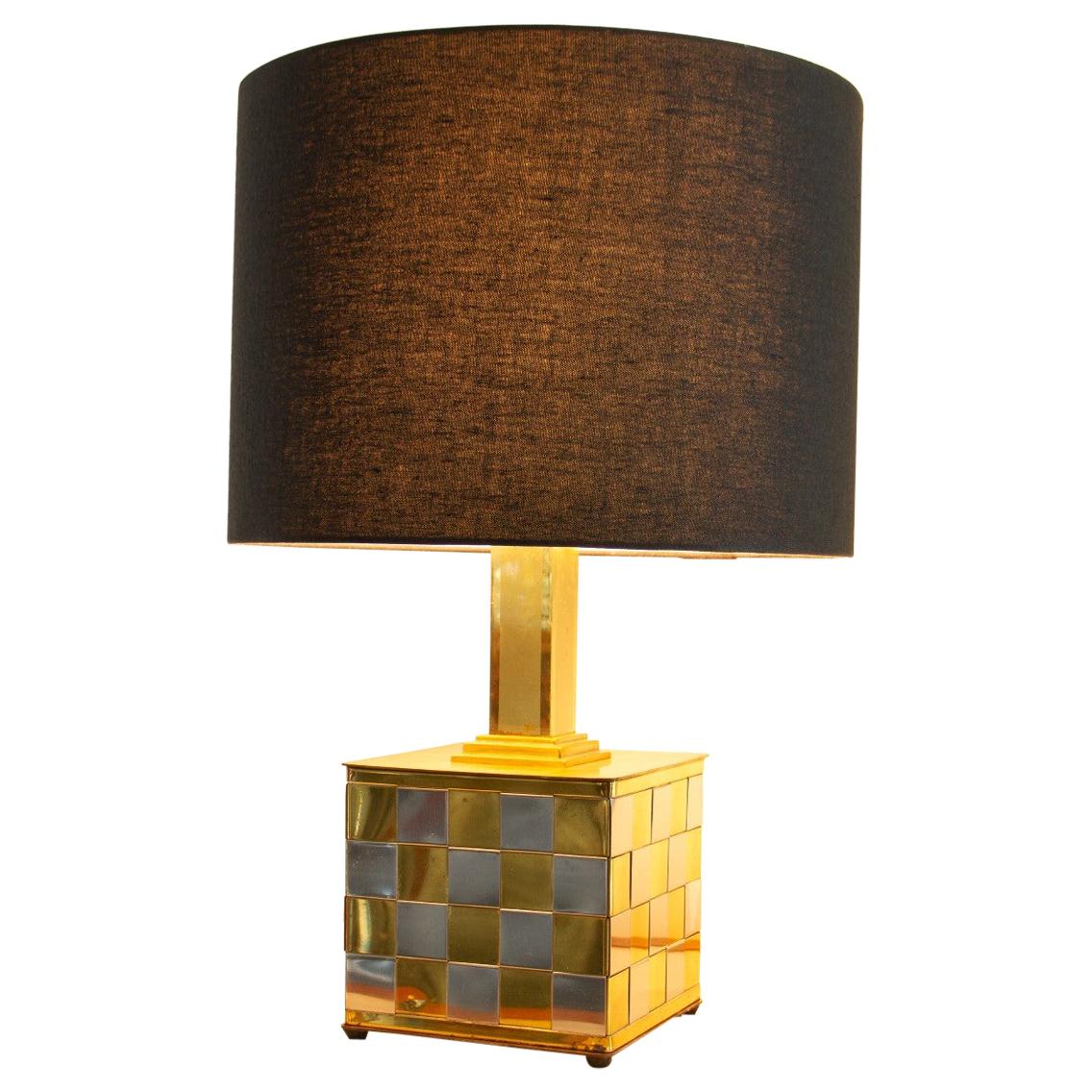 Patchwork Brass and Chrome Lamp, 1970s