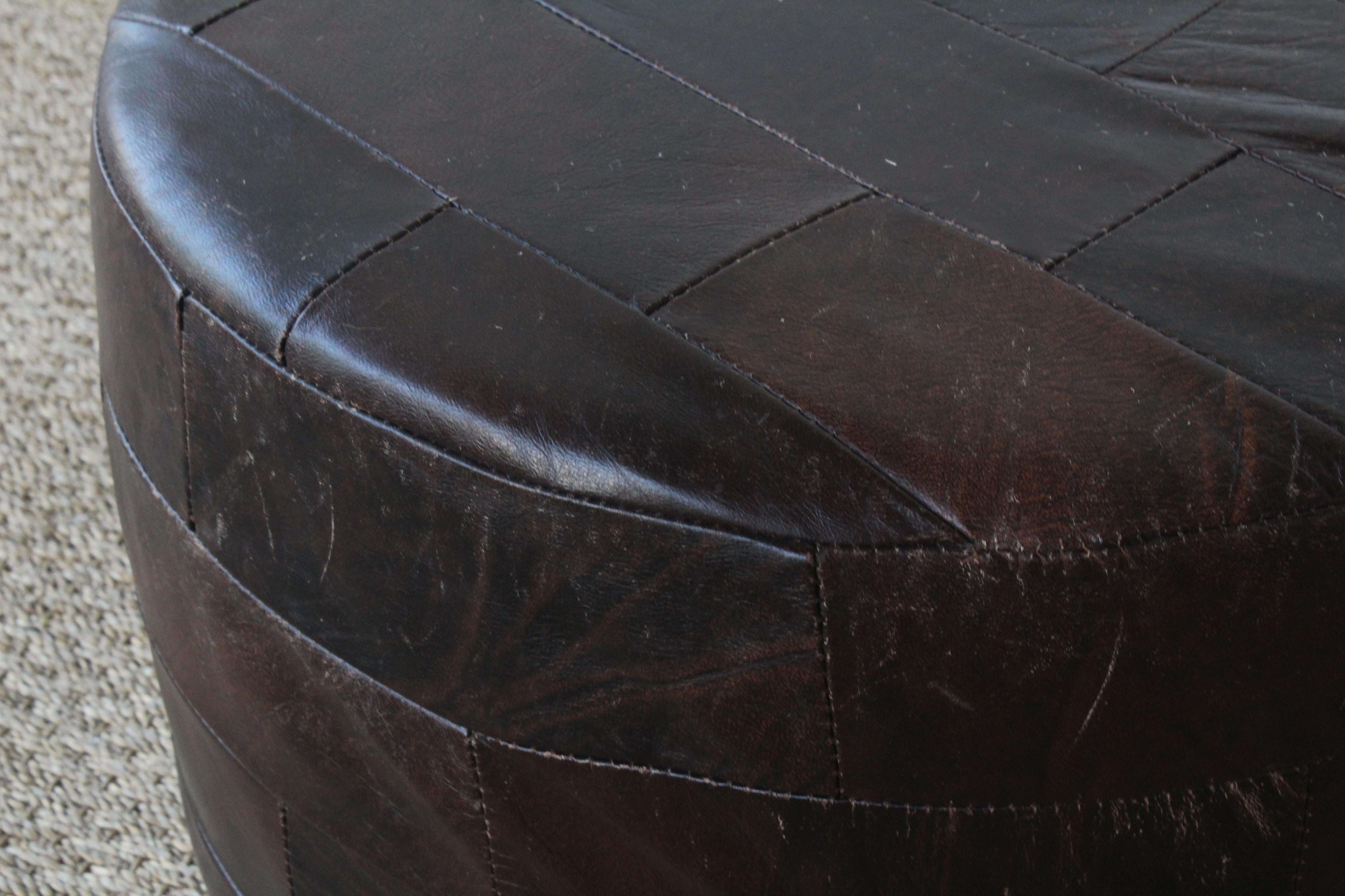 Patchwork Brown Leather Ottoman by De Sede, Switzerland, 1960s 2