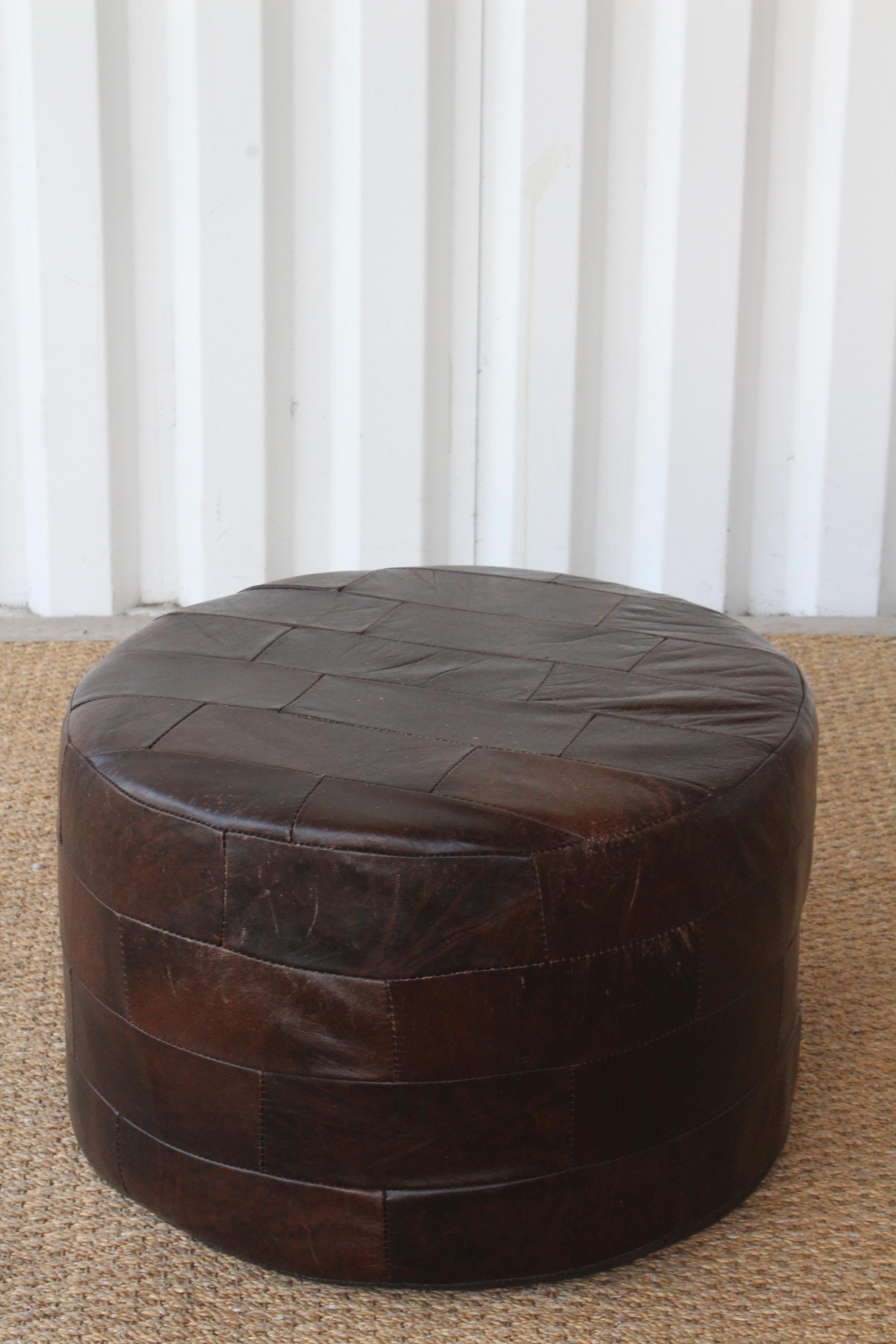 Patchwork Brown Leather Ottoman by De Sede, Switzerland, 1960s 3