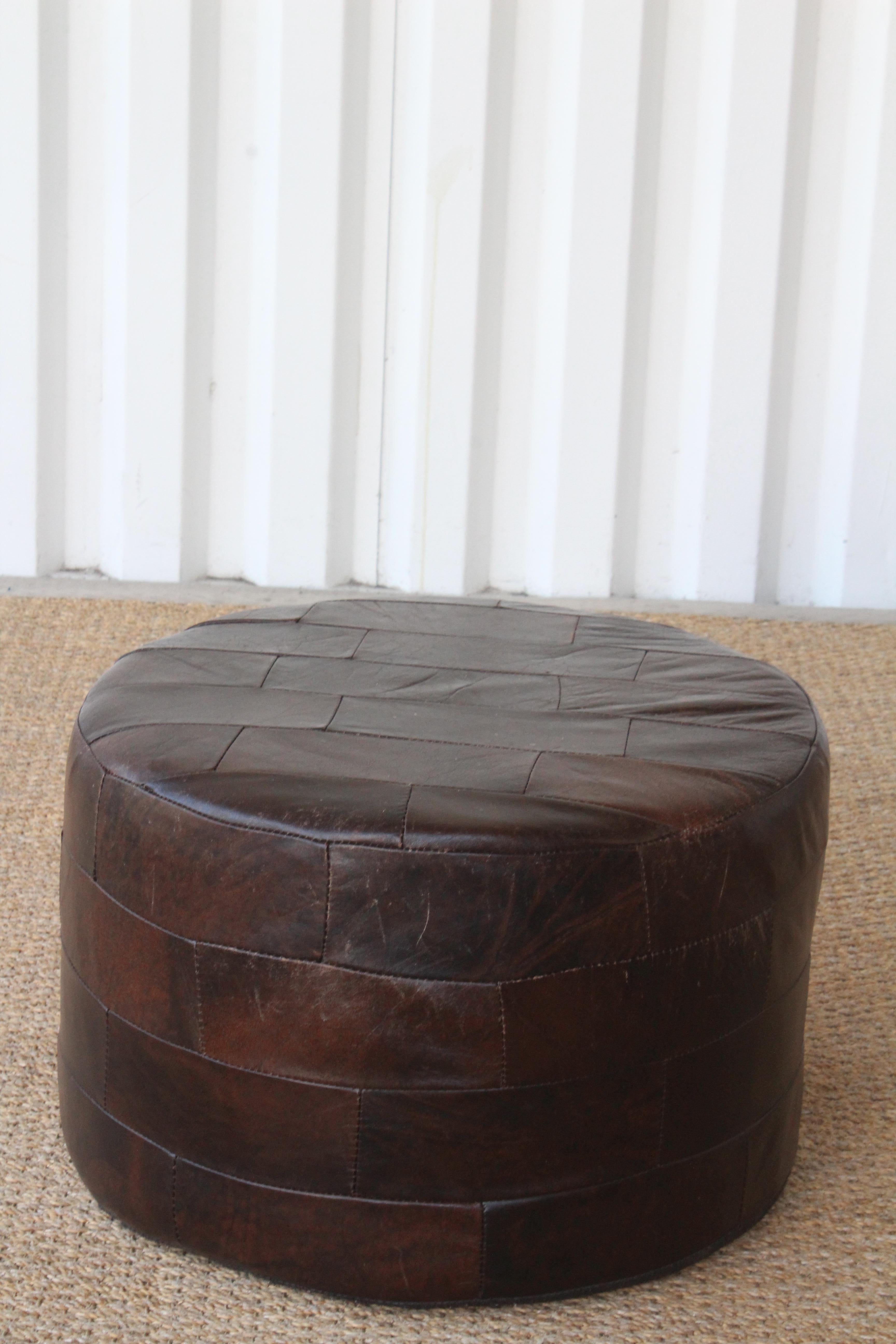 patchwork leather ottoman