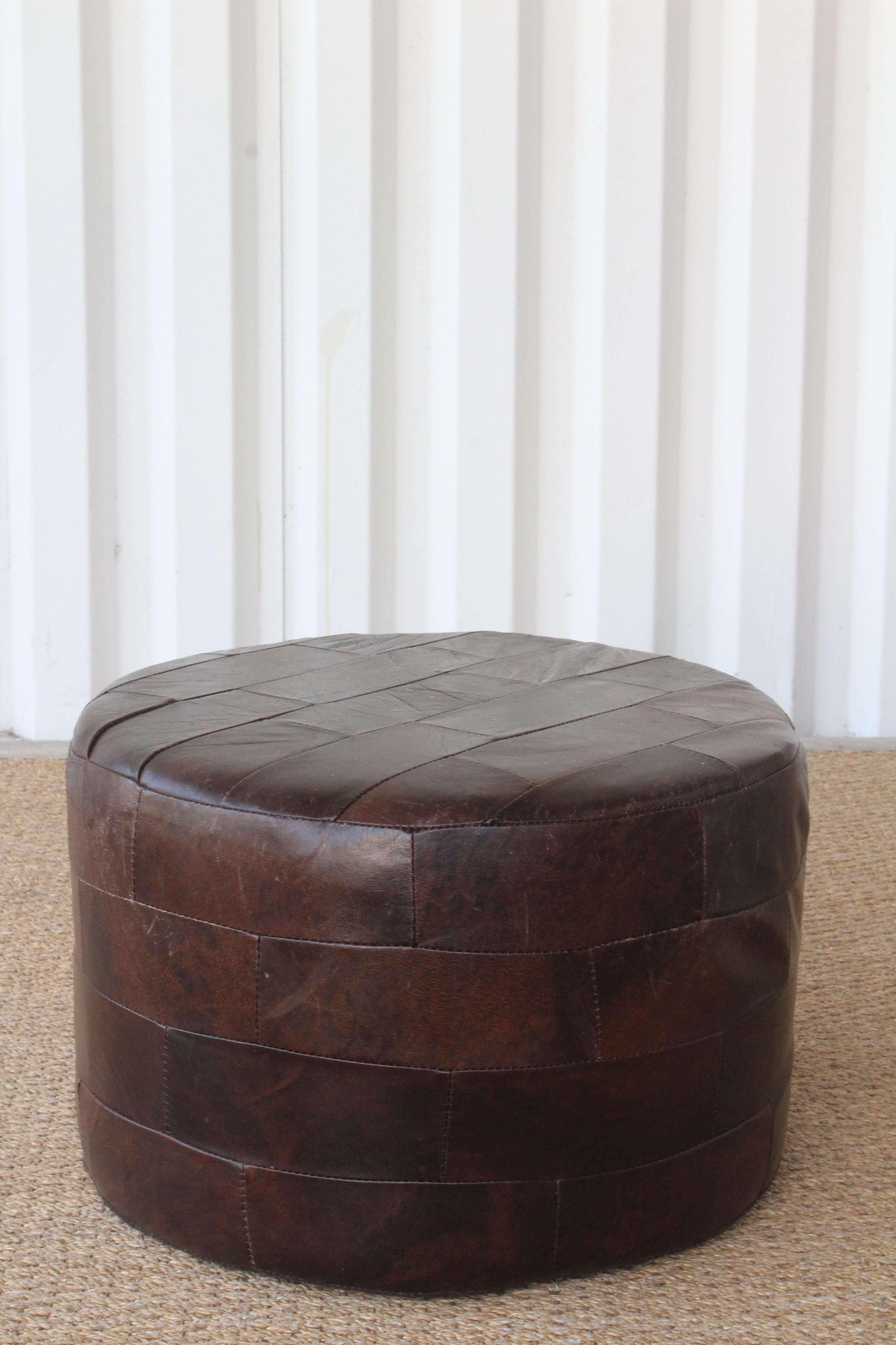 Patchwork Brown Leather Ottoman by De Sede, Switzerland, 1960s 1