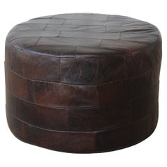 Patchwork Brown Leather Ottoman by De Sede, Switzerland, 1960s