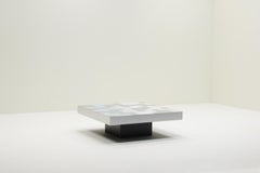 Patchwork brushed aluminum coffee table, 1970s Europe.