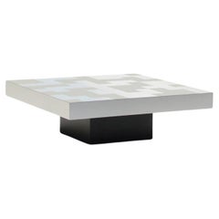 Patchwork Couchtisch aus gebürstetem Aluminium, 1970er Jahre Europa.