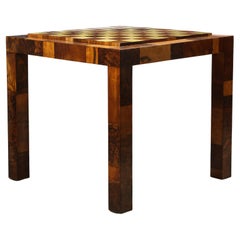 Patchwork Burl and Polished Brass Game Table by Paul Evans