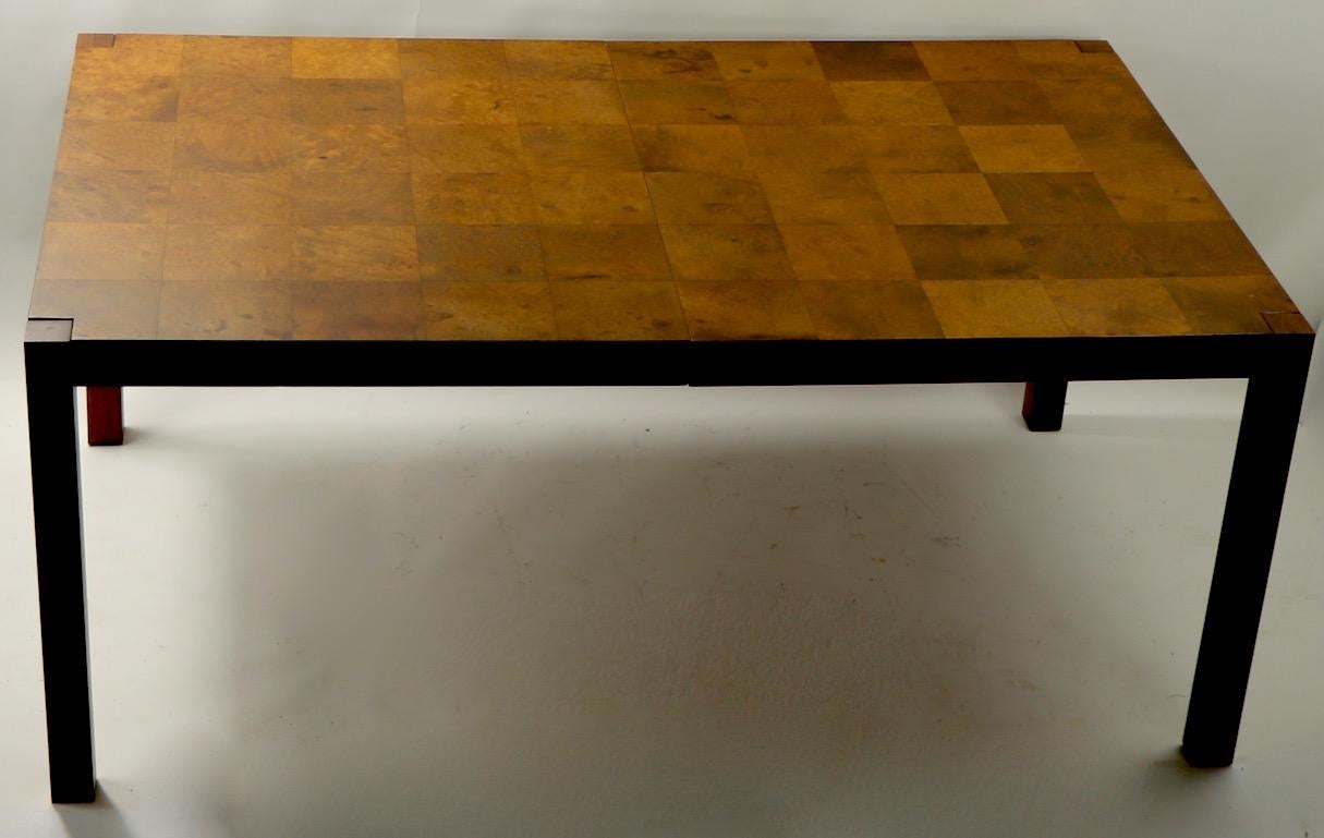 Patchwork Burl Parsons Dining Table in the style of Baughman In Good Condition In New York, NY