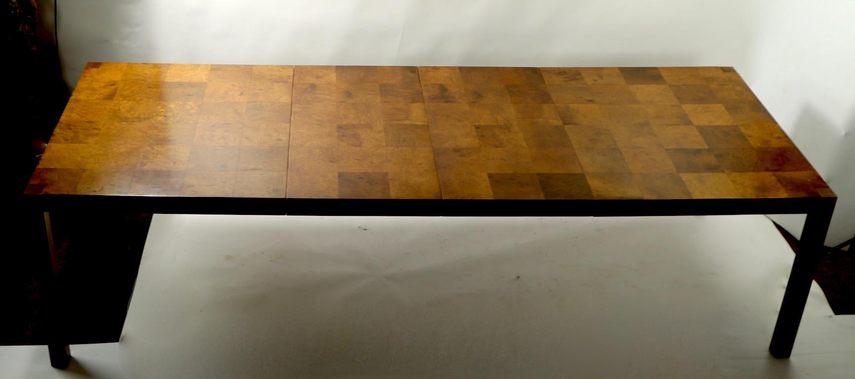 Patchwork Burl Parsons Dining Table in the style of Baughman 2