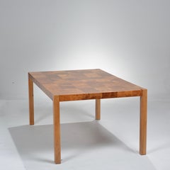 Patchwork Burl Parsons Dining Table in the style of Milo Baughman