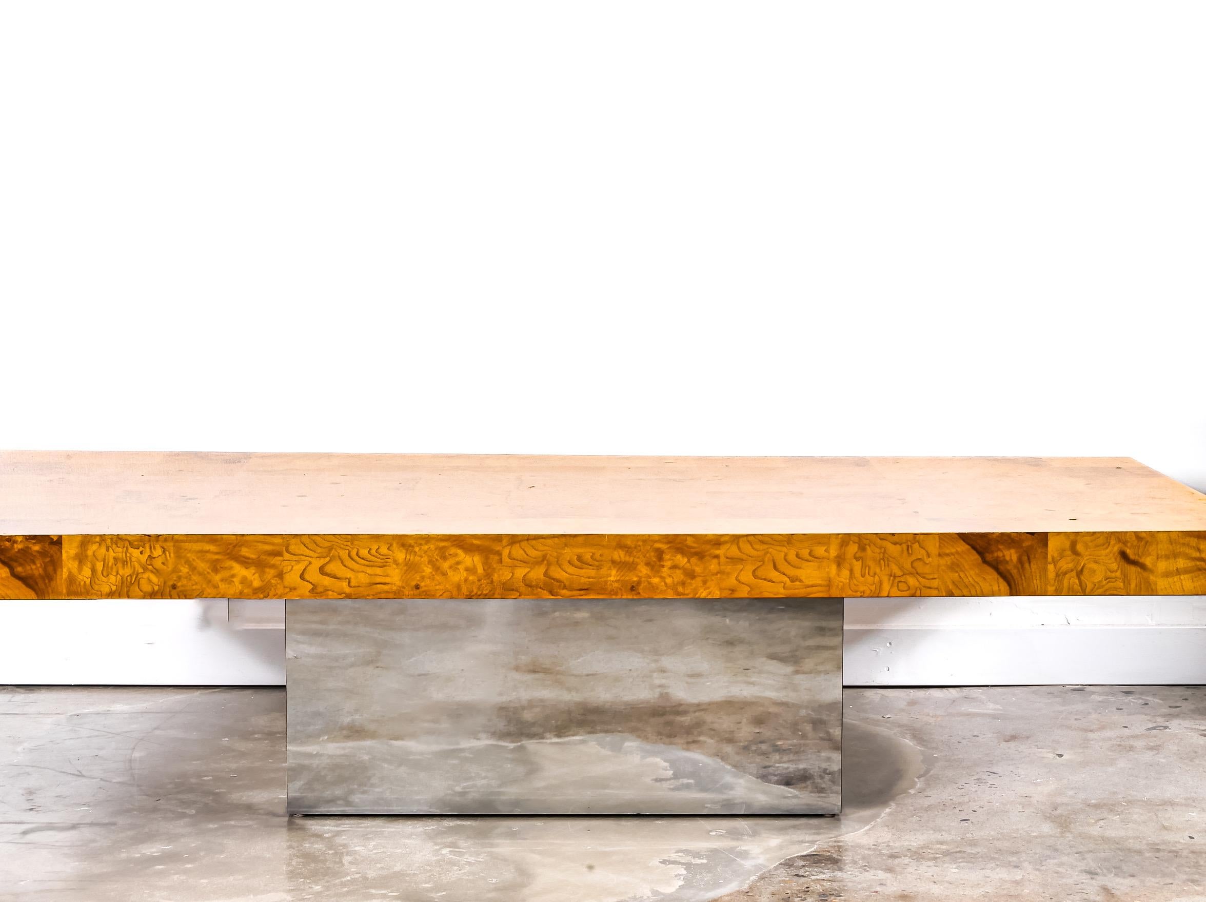 Mid-Century moderno Tavolino Patchwork in radica e cromo in vendita