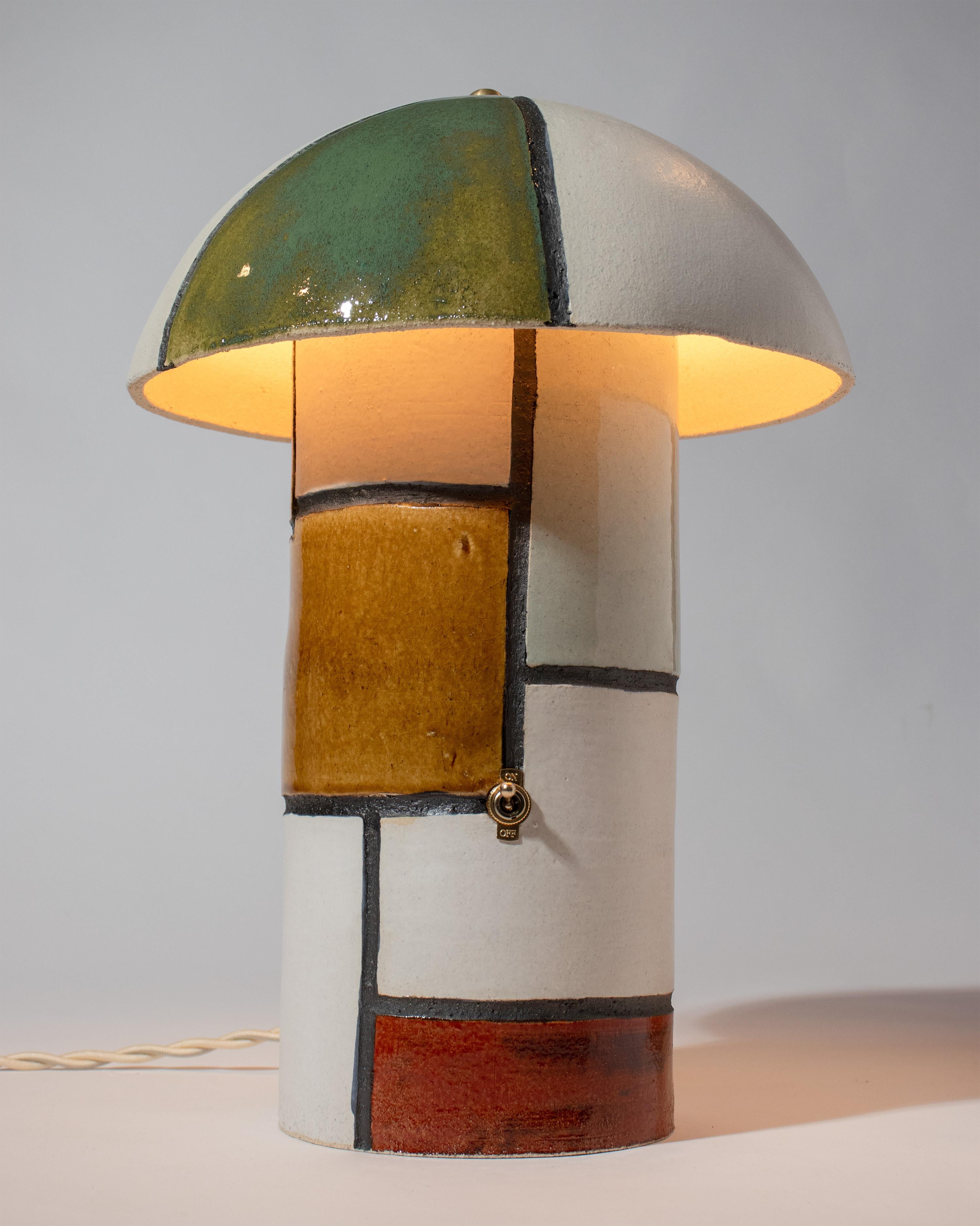 De Stijl Lampe champignon en céramique patchwork en vente