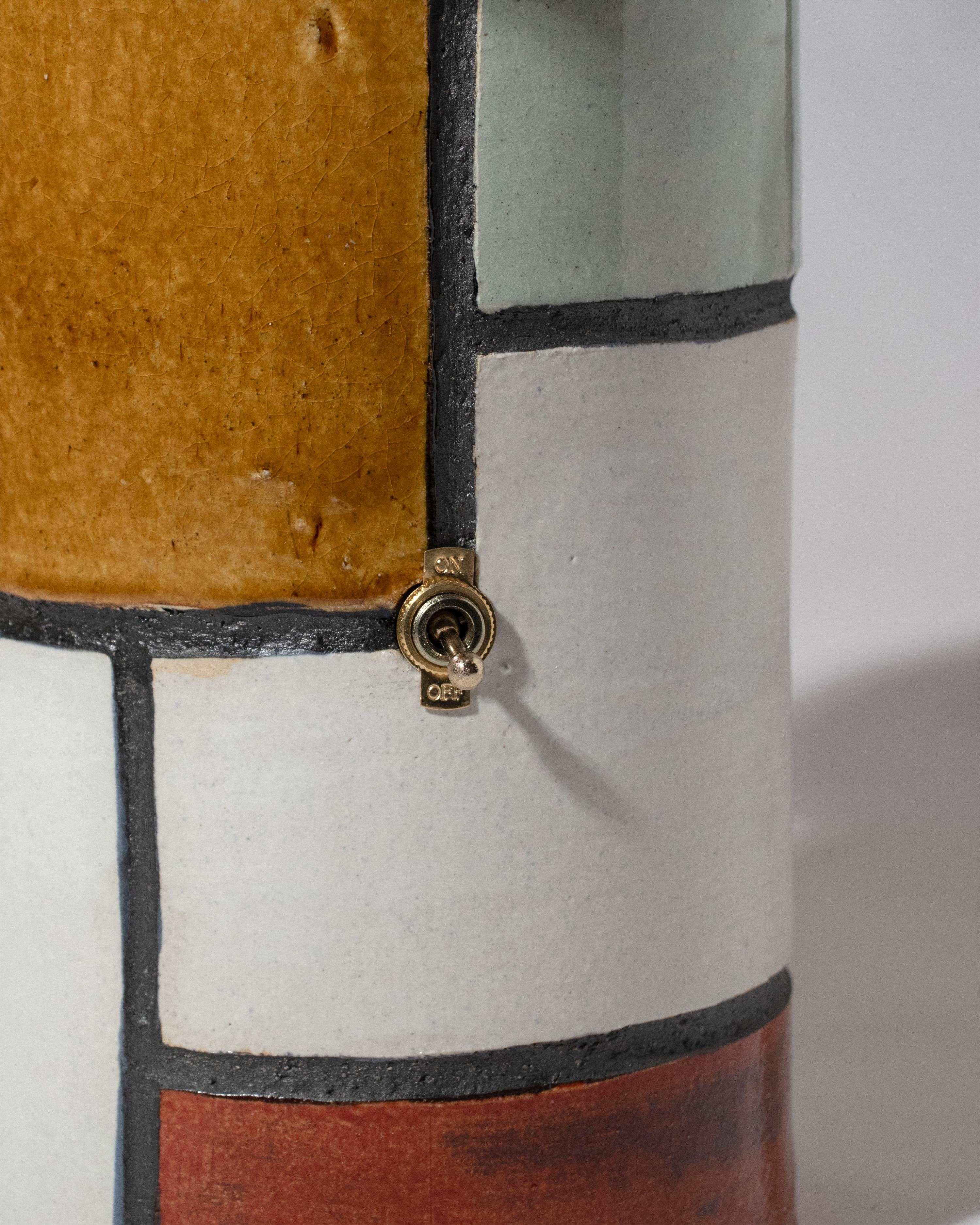 Américain Lampe champignon en céramique patchwork en vente