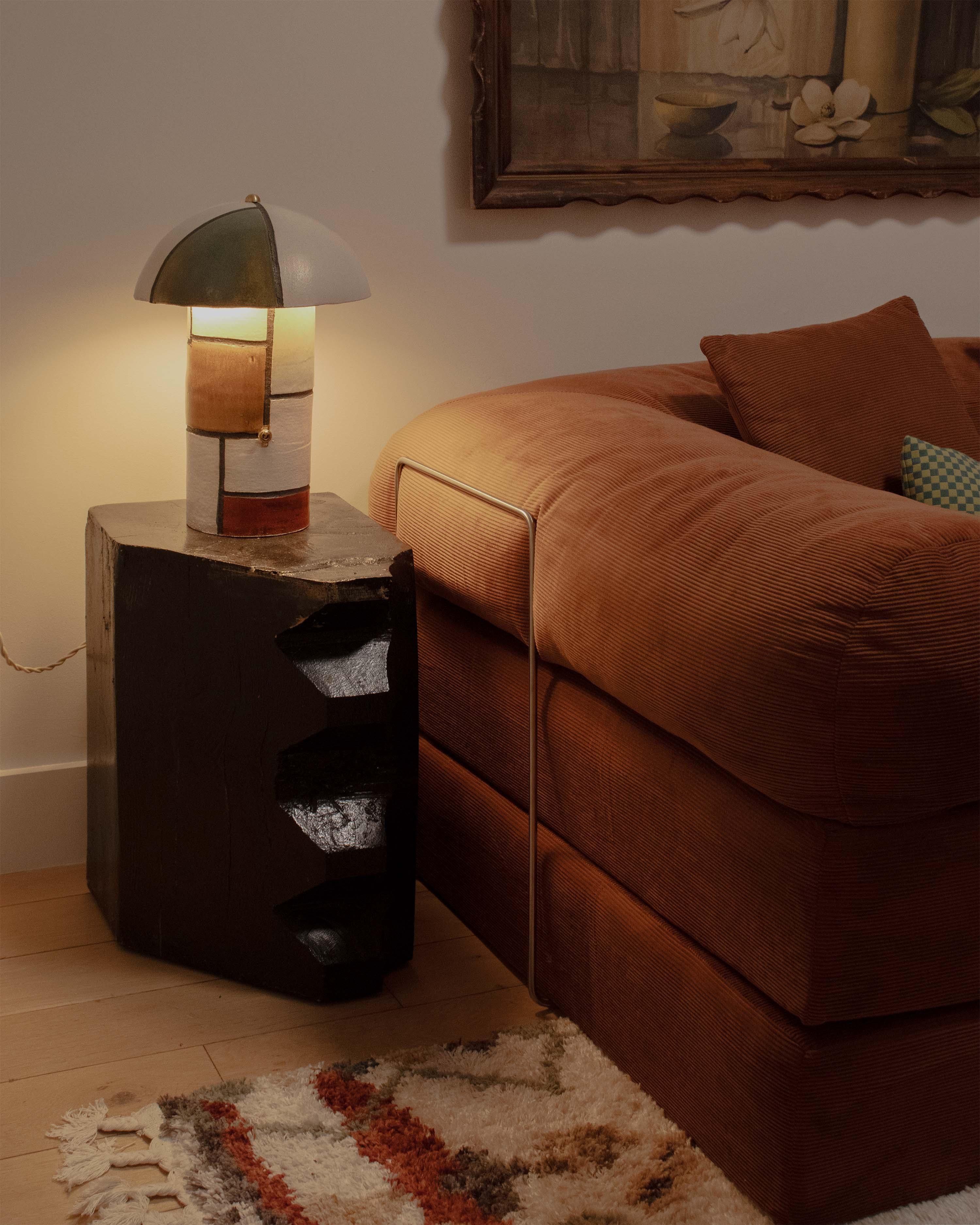 Lampe champignon en céramique patchwork Neuf - En vente à Brooklyn, NY