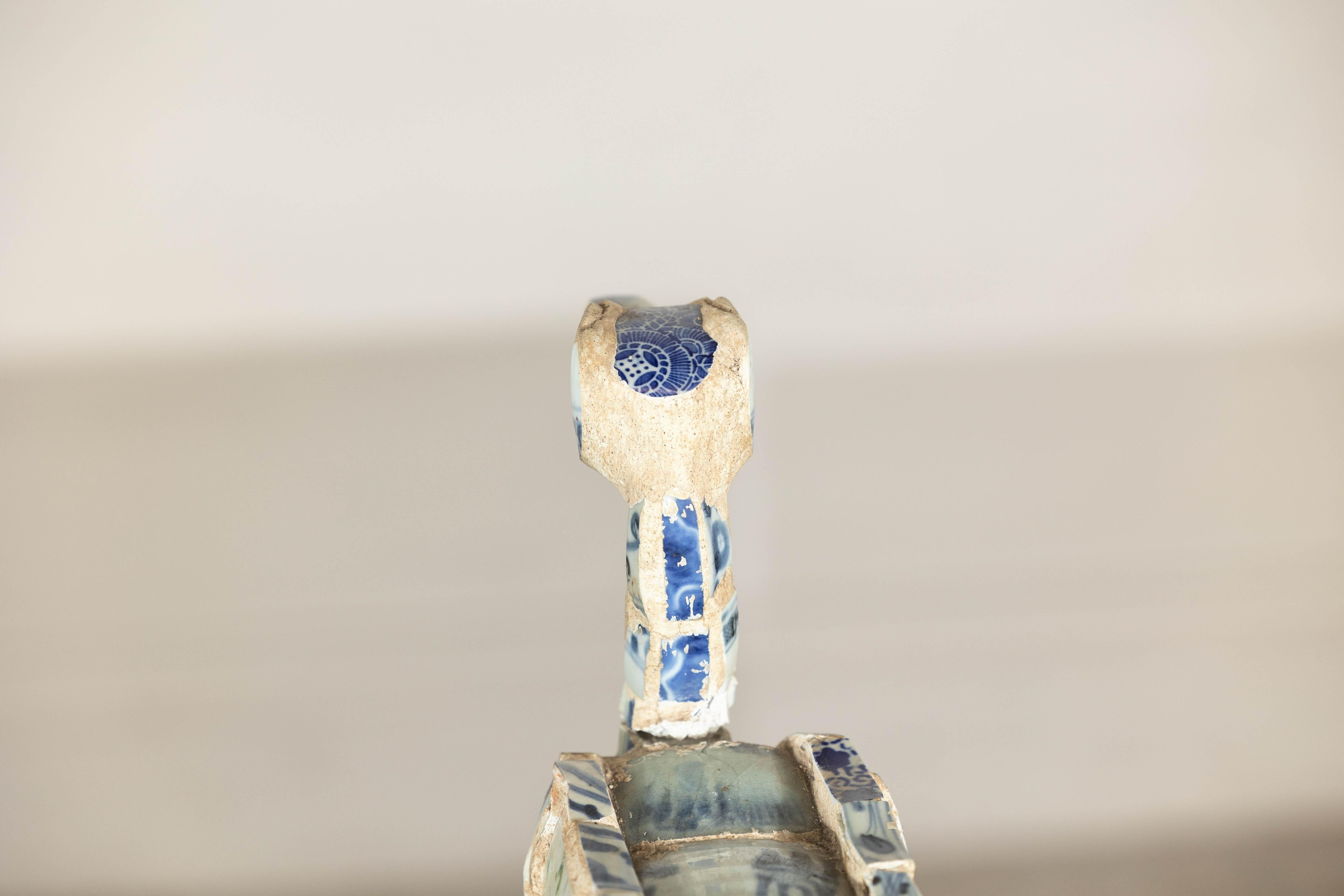 Patchwork Chinese Porcelain Duck Sculpture with Blue-and-White Shards For Sale 5