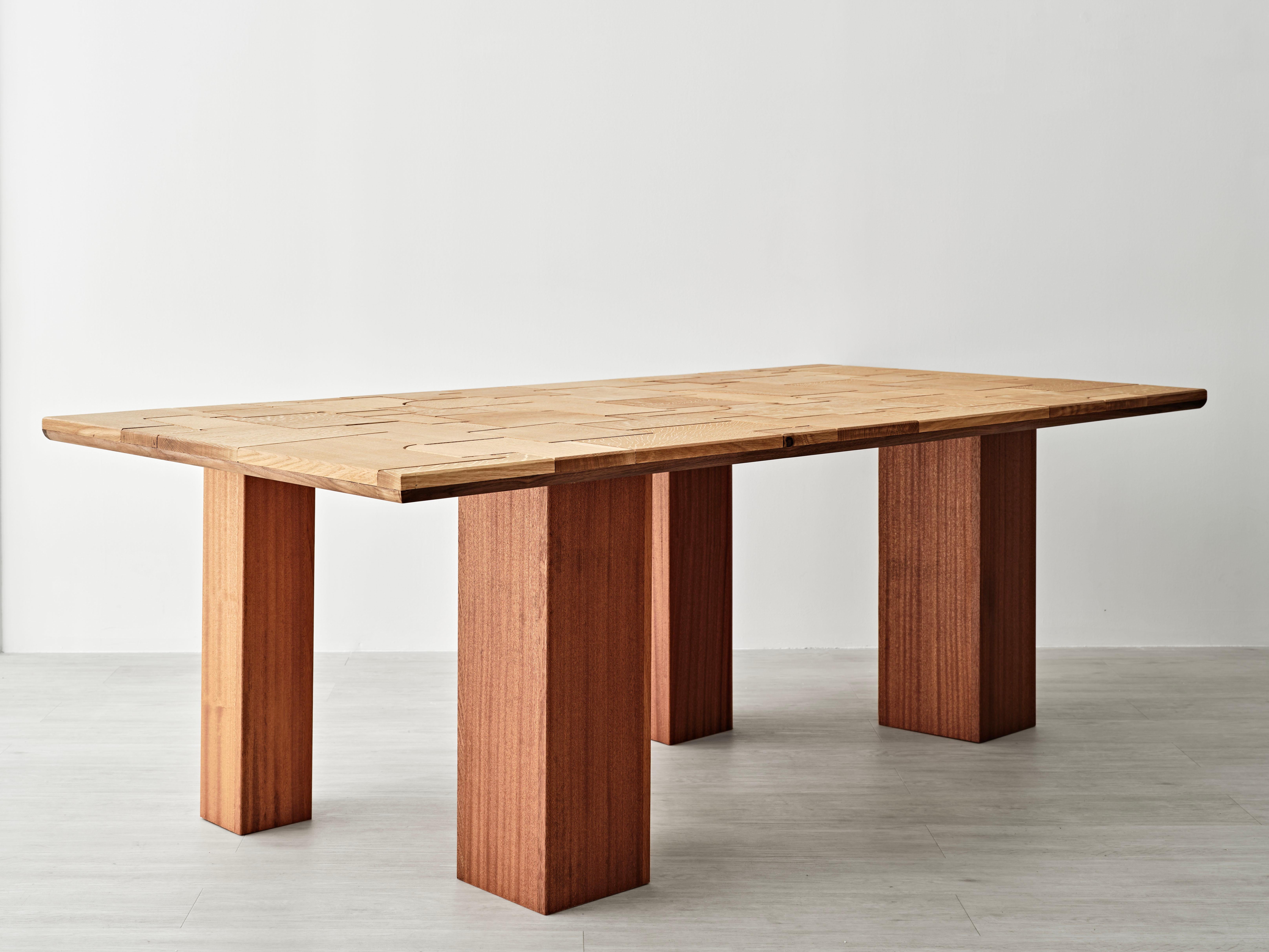 Modern Patchwork Dining Table in Customizable Woods by Gregory Beson For Sale