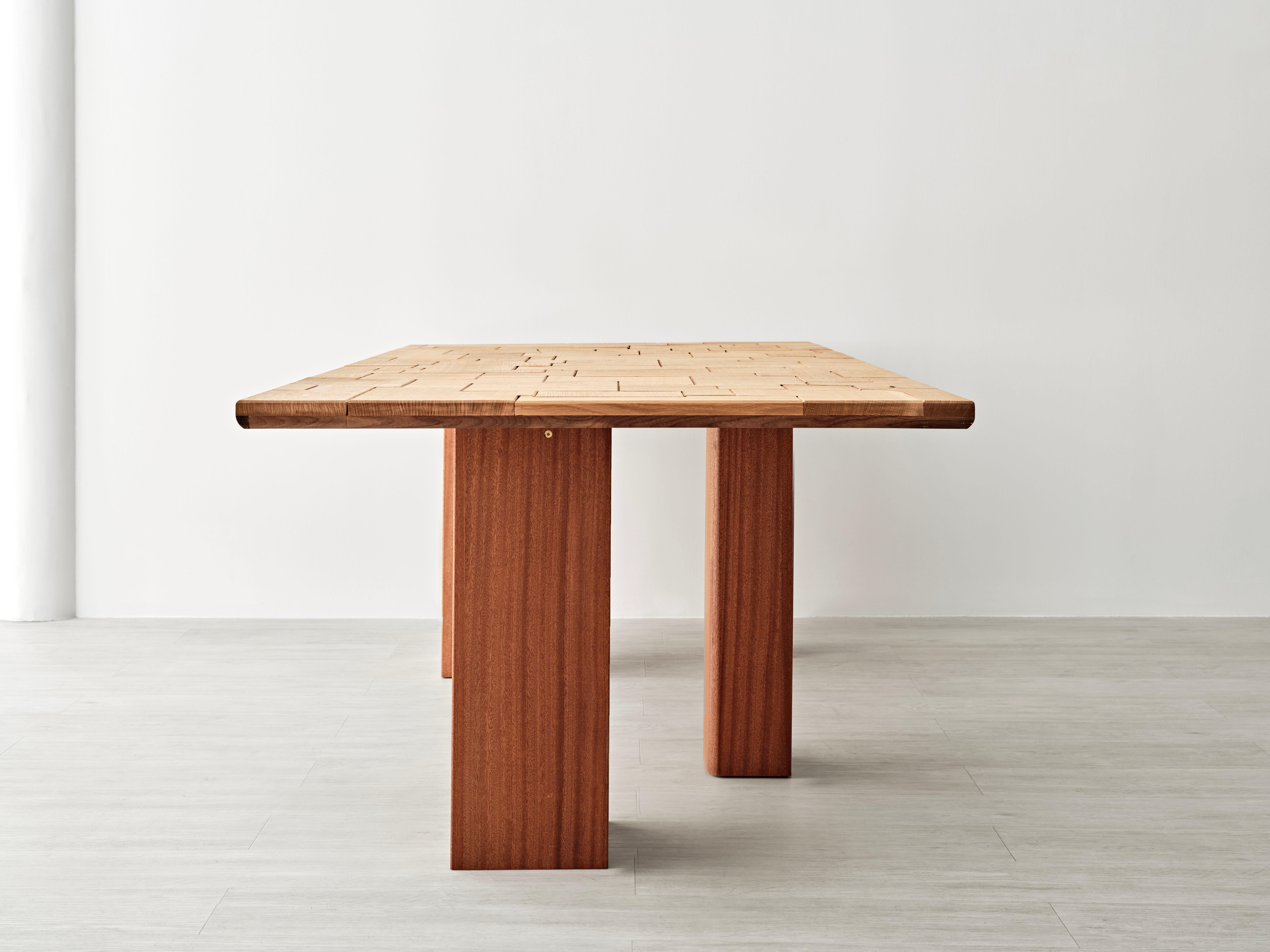 Contemporary Patchwork Rectangular Dining Table in Customizable Woods by Gregory Beson For Sale