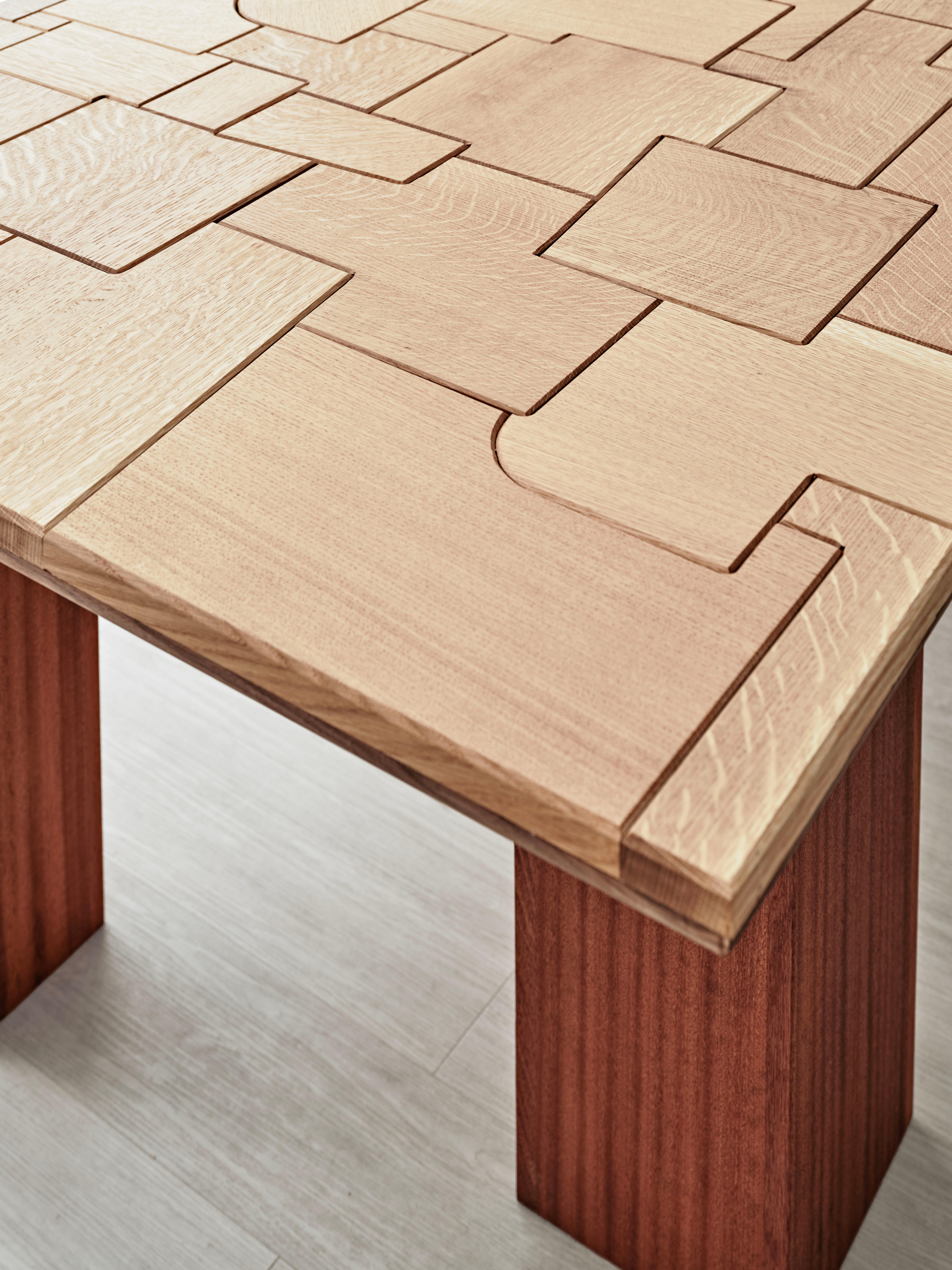 Mahogany Patchwork Rectangular Dining Table in Customizable Woods by Gregory Beson For Sale