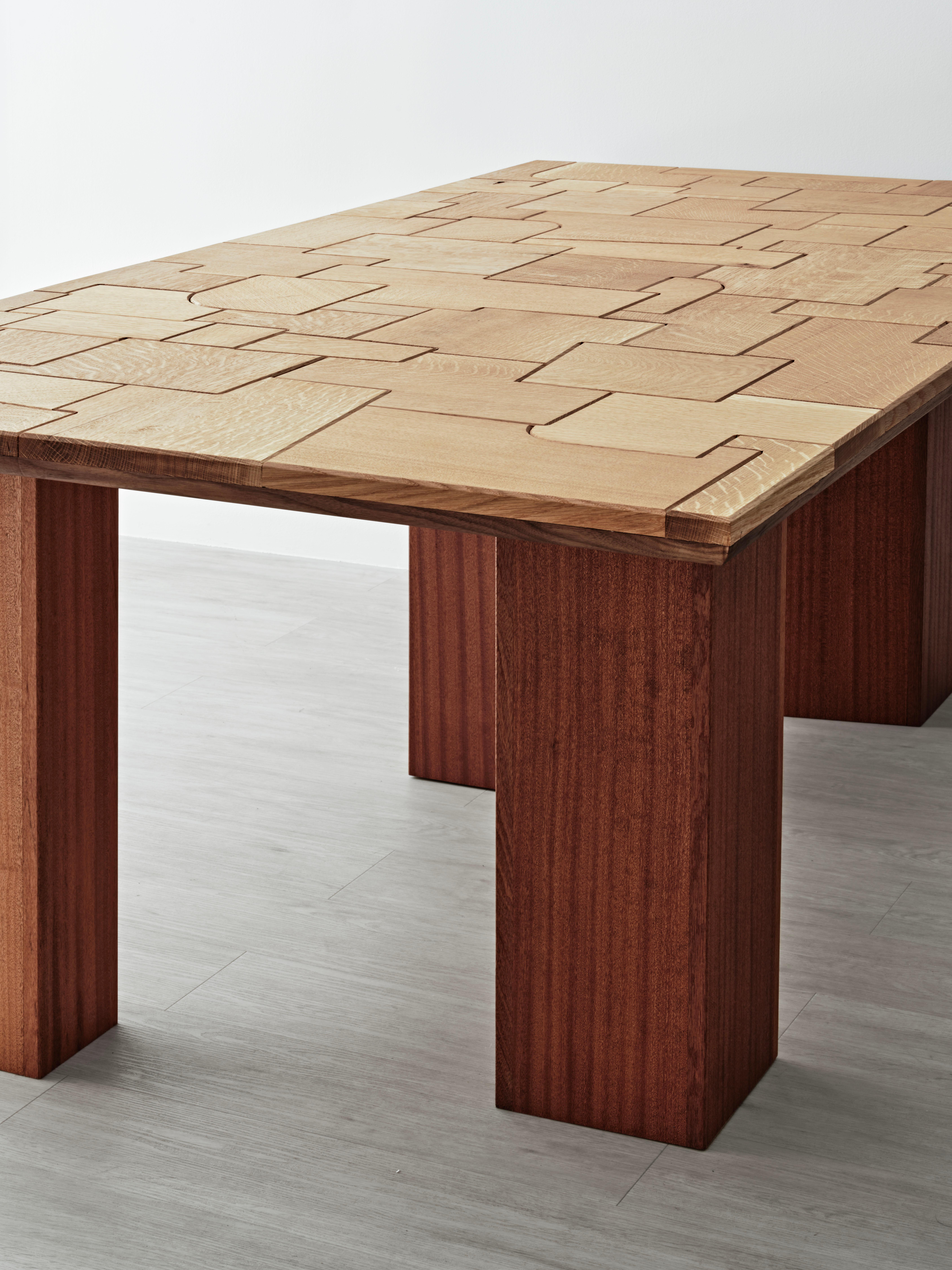 Patchwork Dining Table in Customizable Woods by Gregory Beson For Sale 1