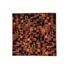 Patchwork Gabbeh Square Wool and Silk Handmade Oriental Rug