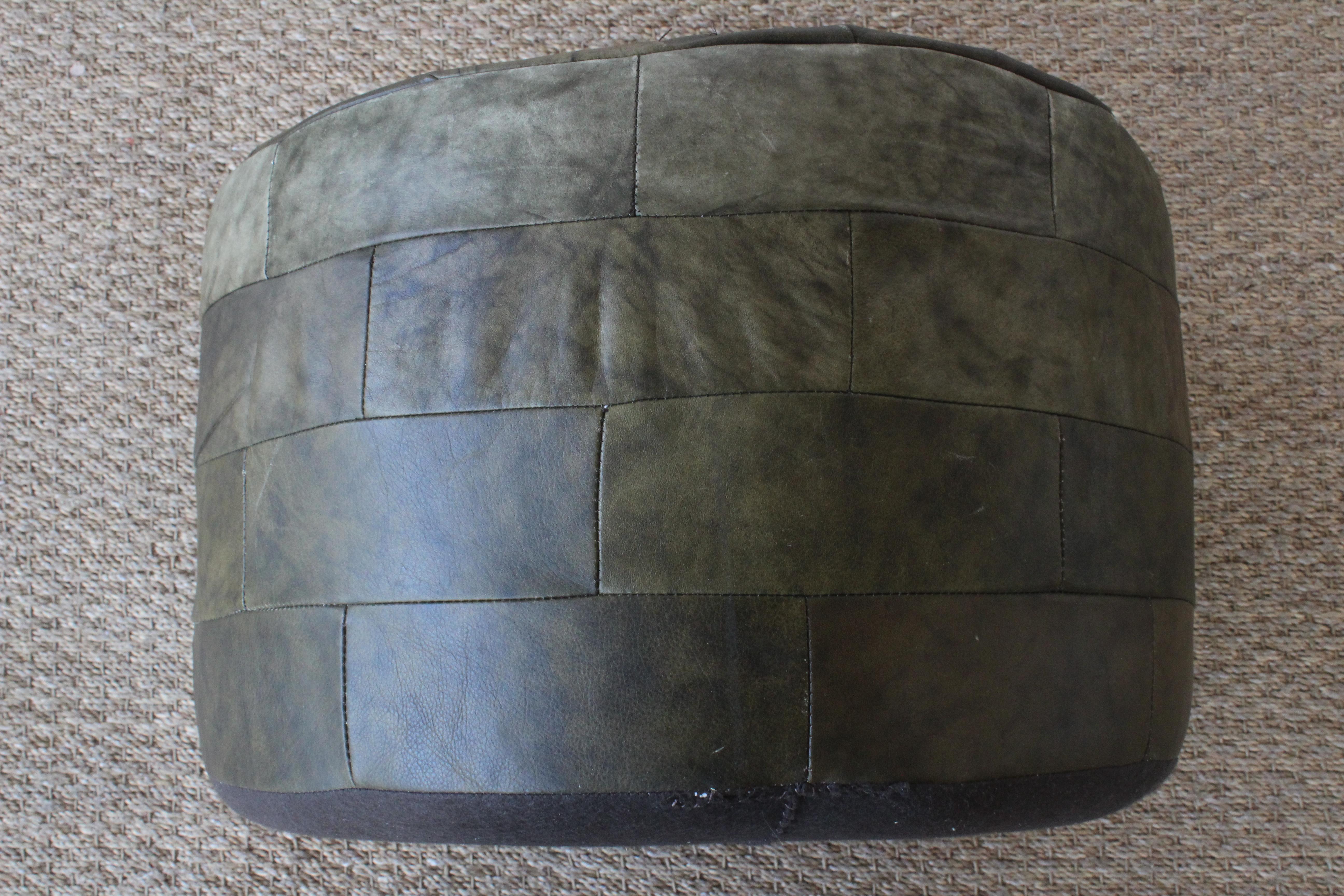Patchwork Green Leather Ottoman by De Sede, Switzerland, 1960s 7