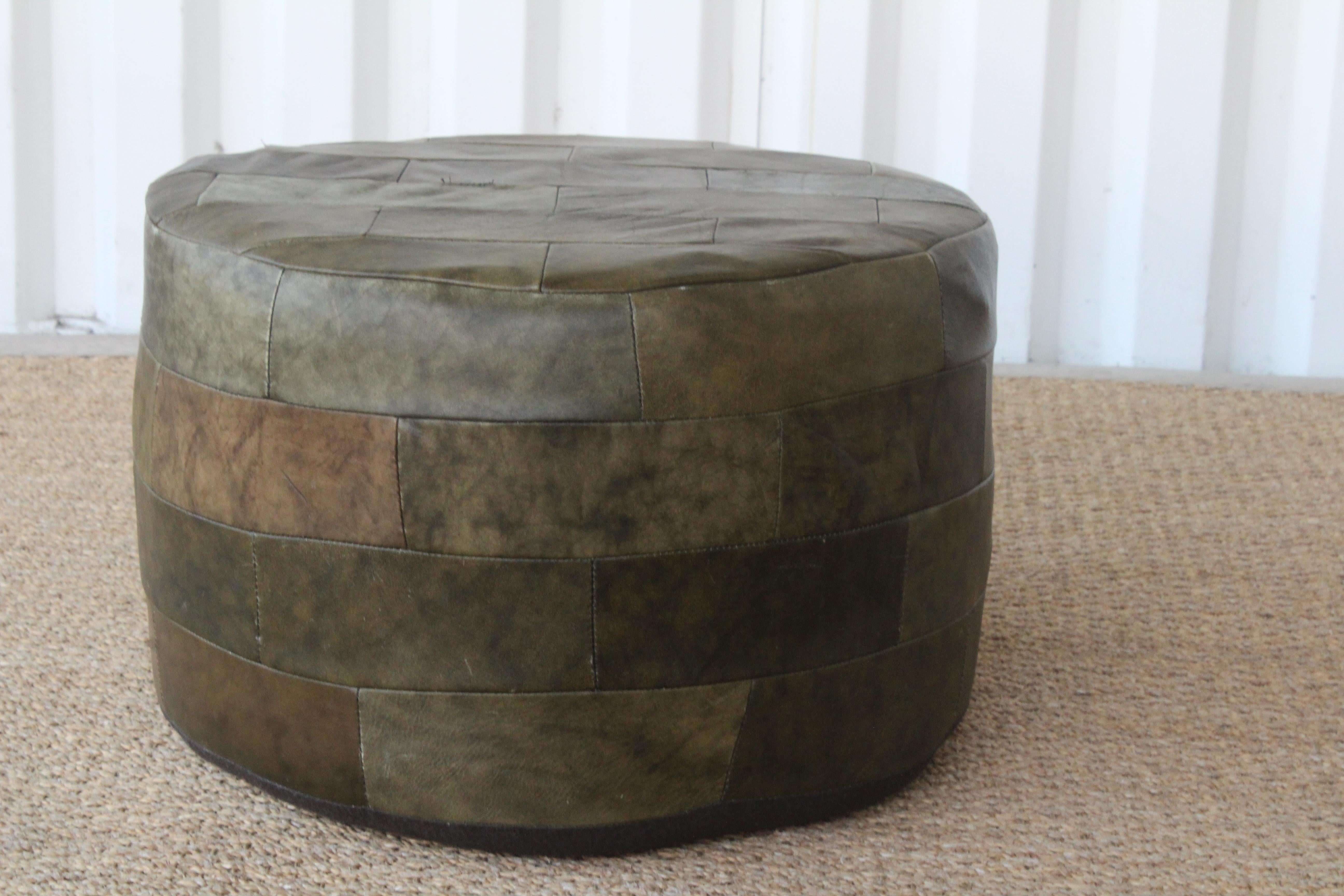 Patchwork Green Leather Ottoman by De Sede, Switzerland, 1960s 3