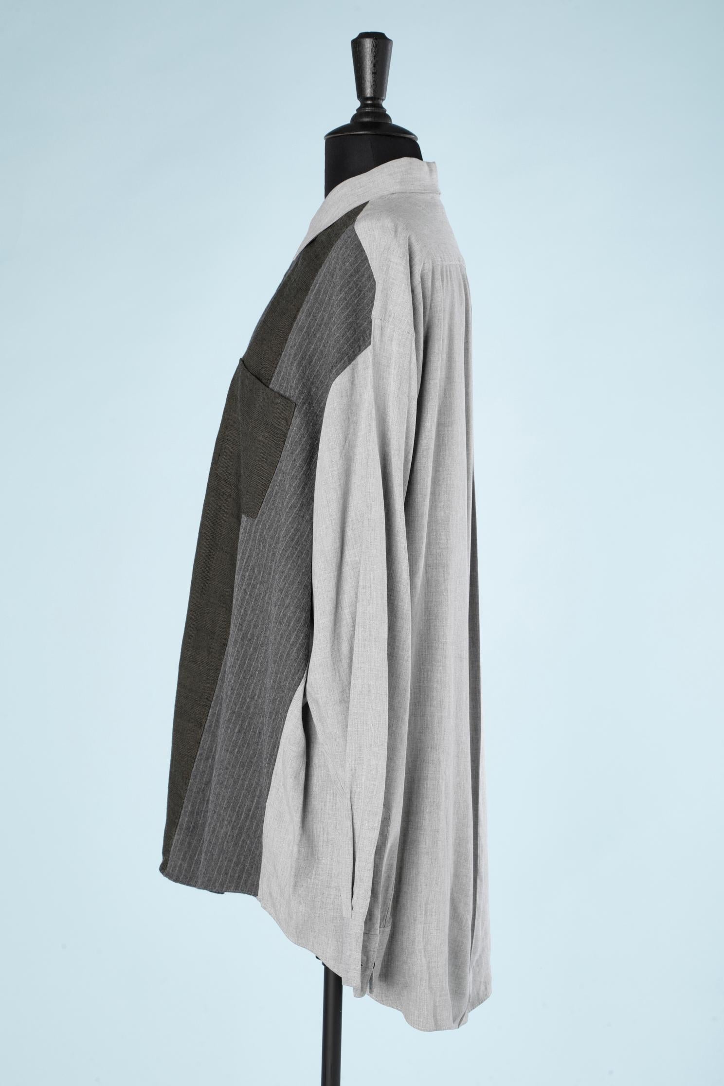 Black  Patchwork grey wool shirt with different pattern Comme des Garçons Shirt 