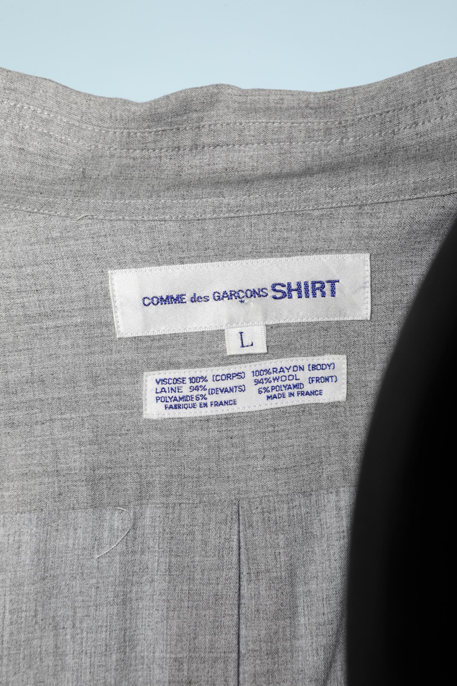 Women's or Men's  Patchwork grey wool shirt with different pattern Comme des Garçons Shirt 