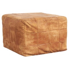 Patchwork leather De Sede hocker, 1970s Patchwork leather De Sede hocker, 1970s