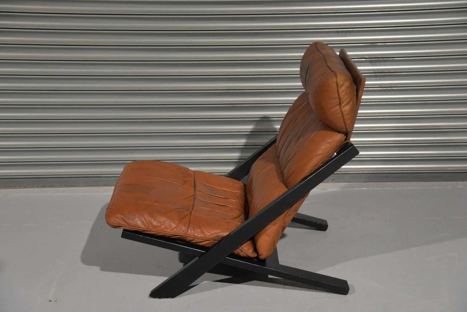 Mid-Century Modern Fauteuil de salon en cuir patchwork par Ueli Berger pour De Sede, Suisse, années 1970 en vente