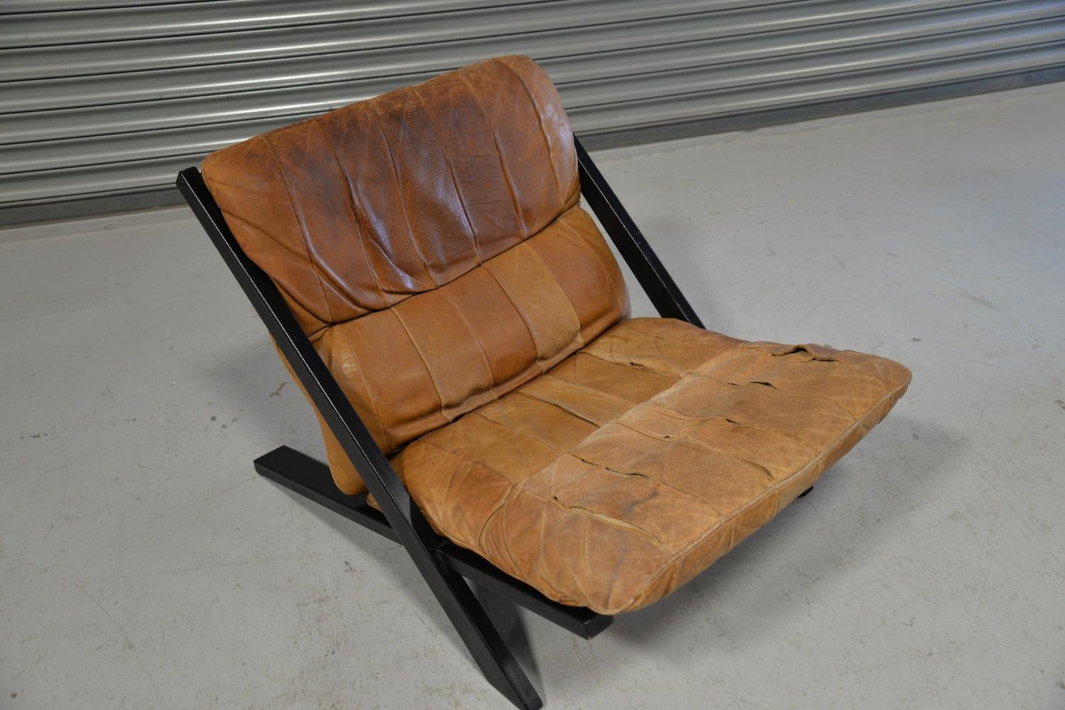 Patchwork Leather Lounge Chair by Ueli Berger for De Sede, Switzerland 1970s For Sale 2