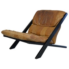 Vintage Patchwork Leather Lounge Chair by Ueli Berger for De Sede, Switzerland 1970s