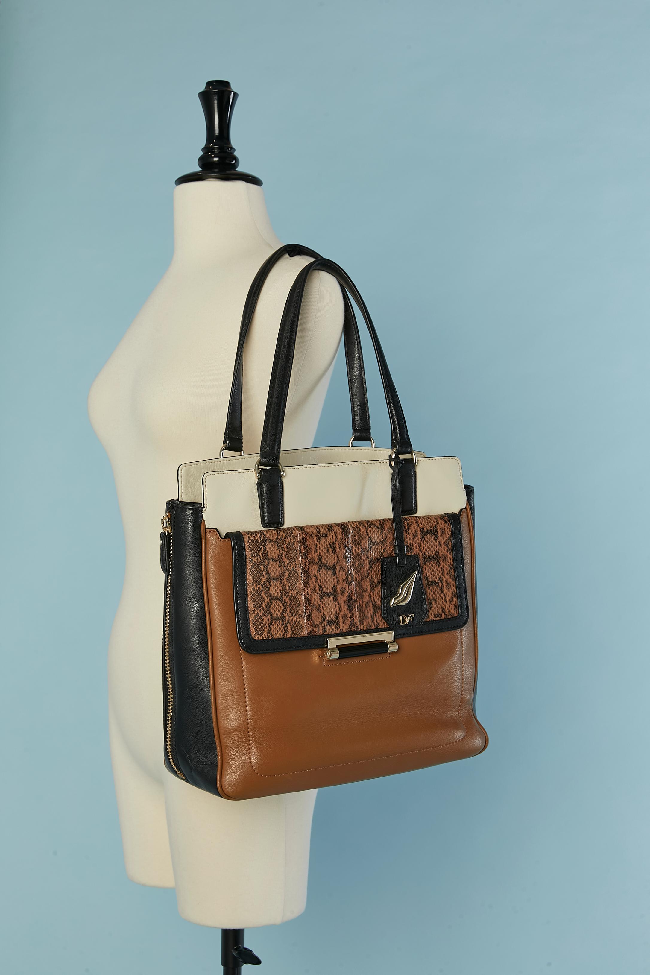 Patchwork-Tasche aus Leder mit Henkel oben aus Leder Diane Von Furstenberg im Angebot 1