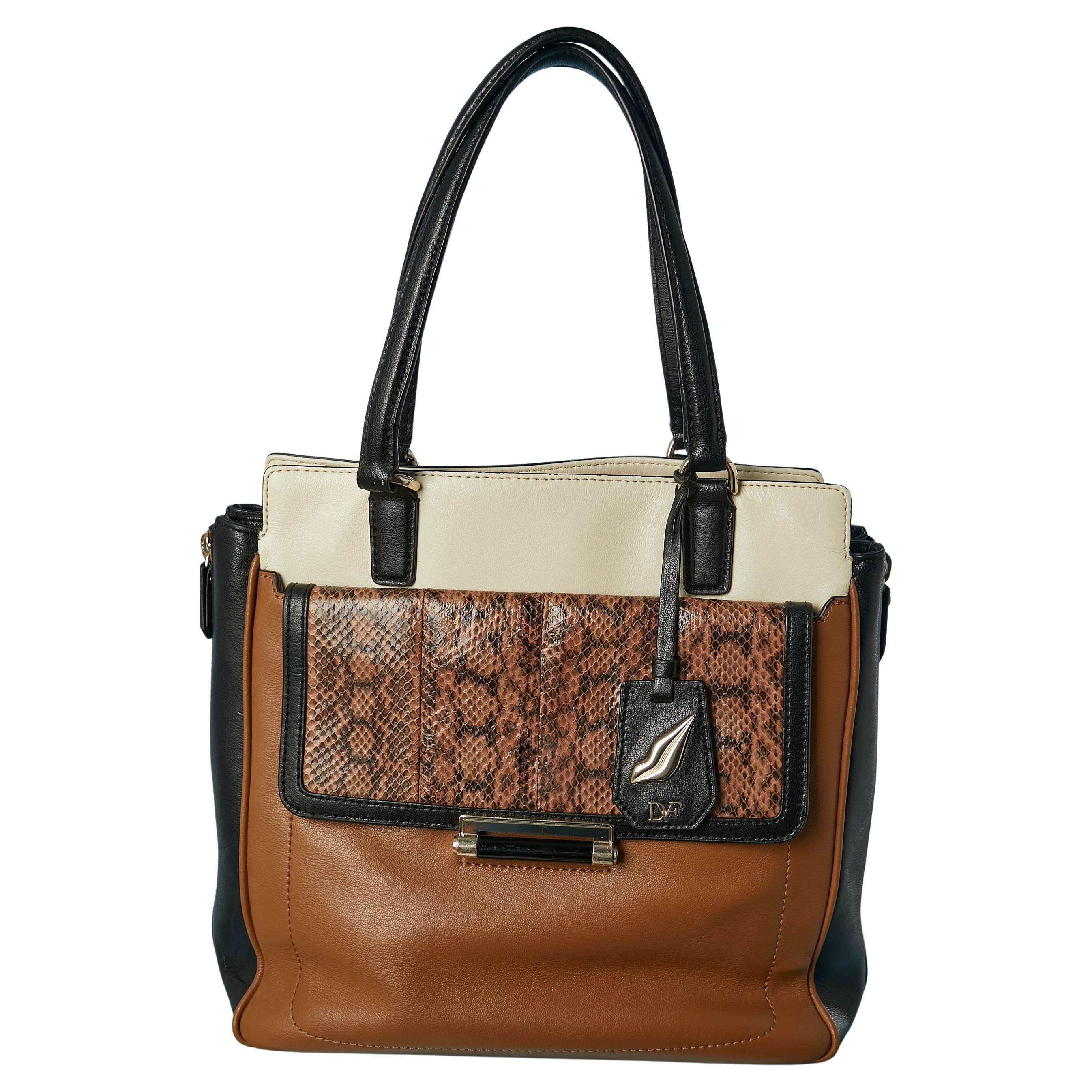 Patchwork-Tasche aus Leder mit Henkel oben aus Leder Diane Von Furstenberg im Angebot