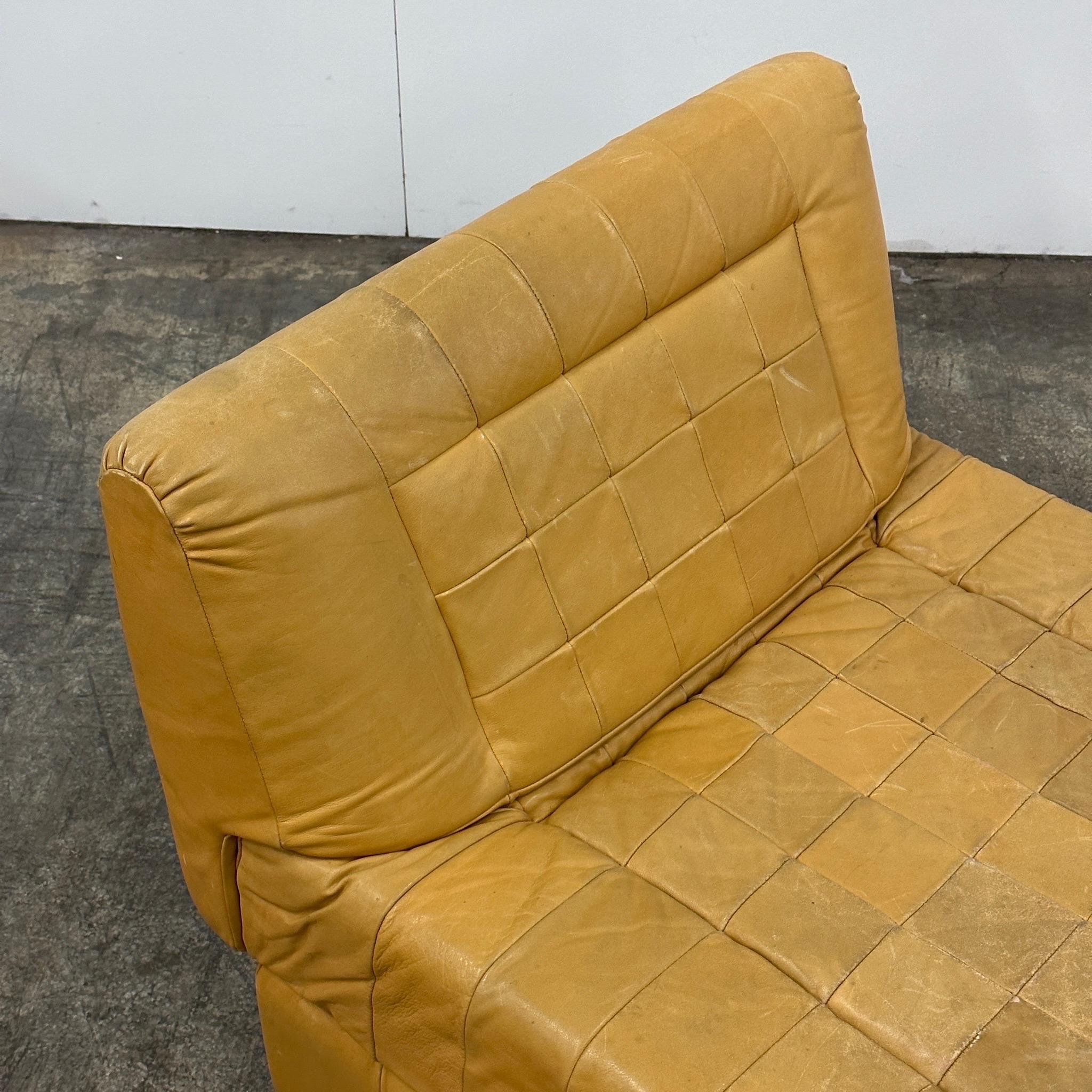 c. 1970s. Price is for the set. Contact us if you’d like to purchase a single item. Can also be connected as a settee. Backs are removable. 