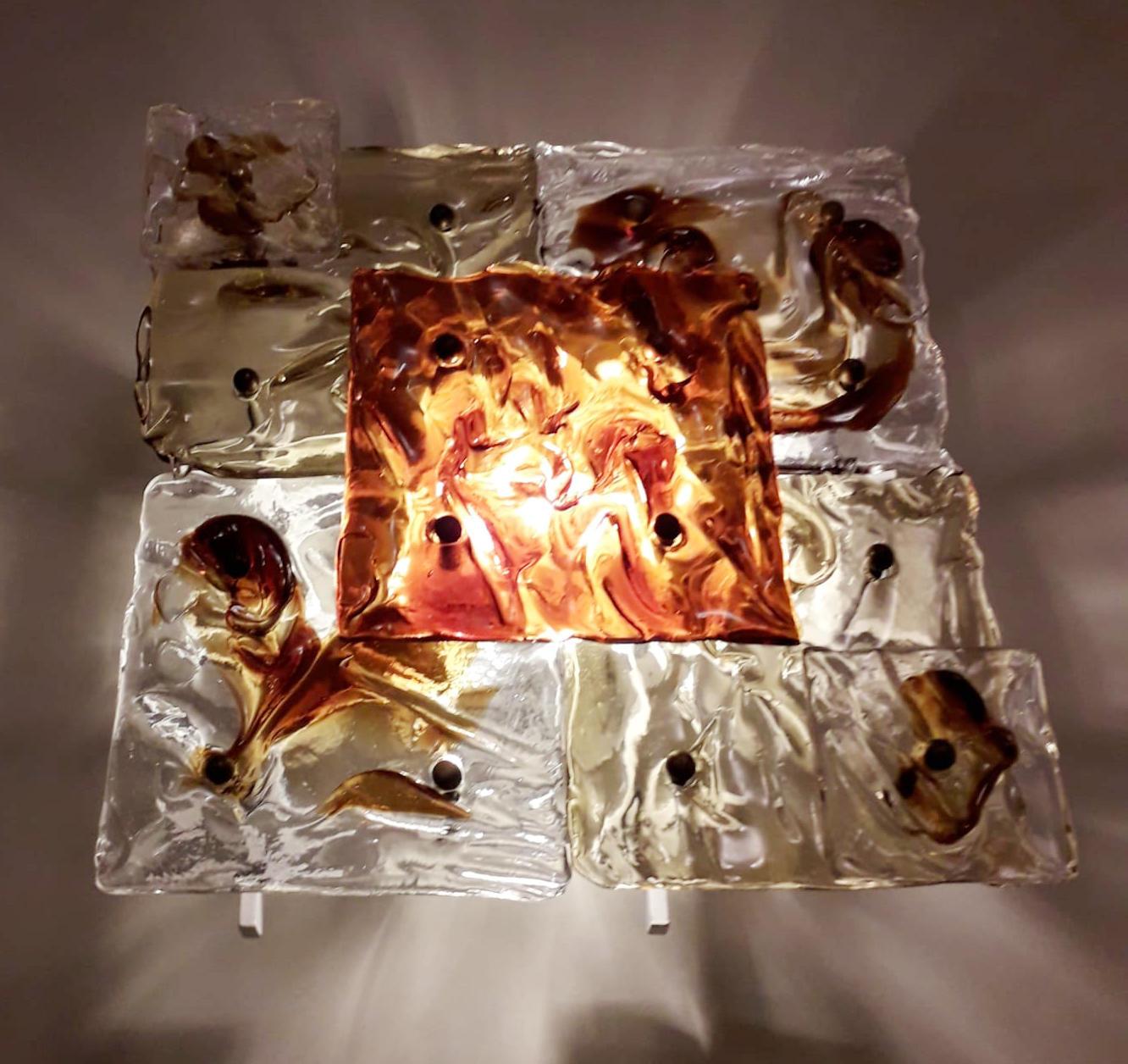 Murano Glass Patchwork Murano Wall Sconces by Venini, 3 Available For Sale