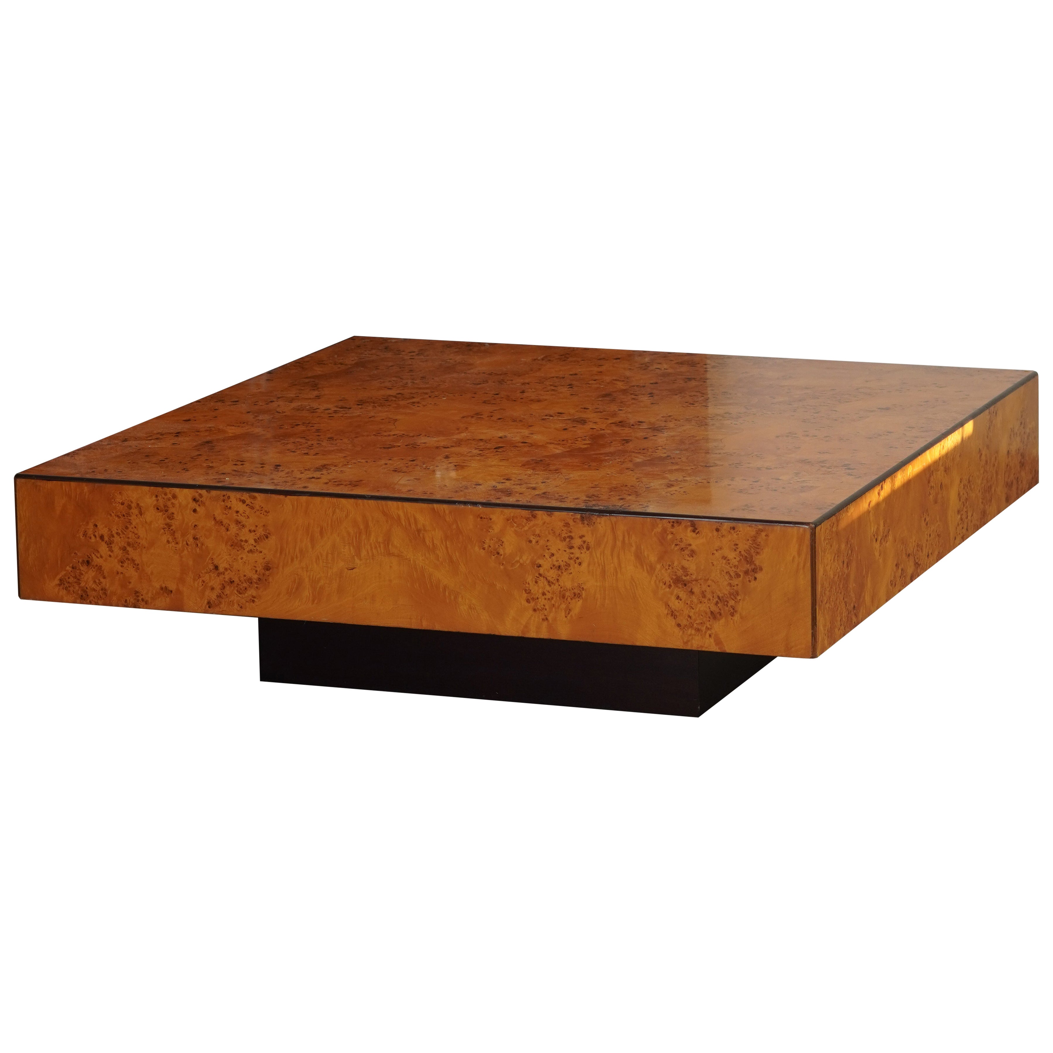 Table basse en bois de ronce d'olivier patchwork