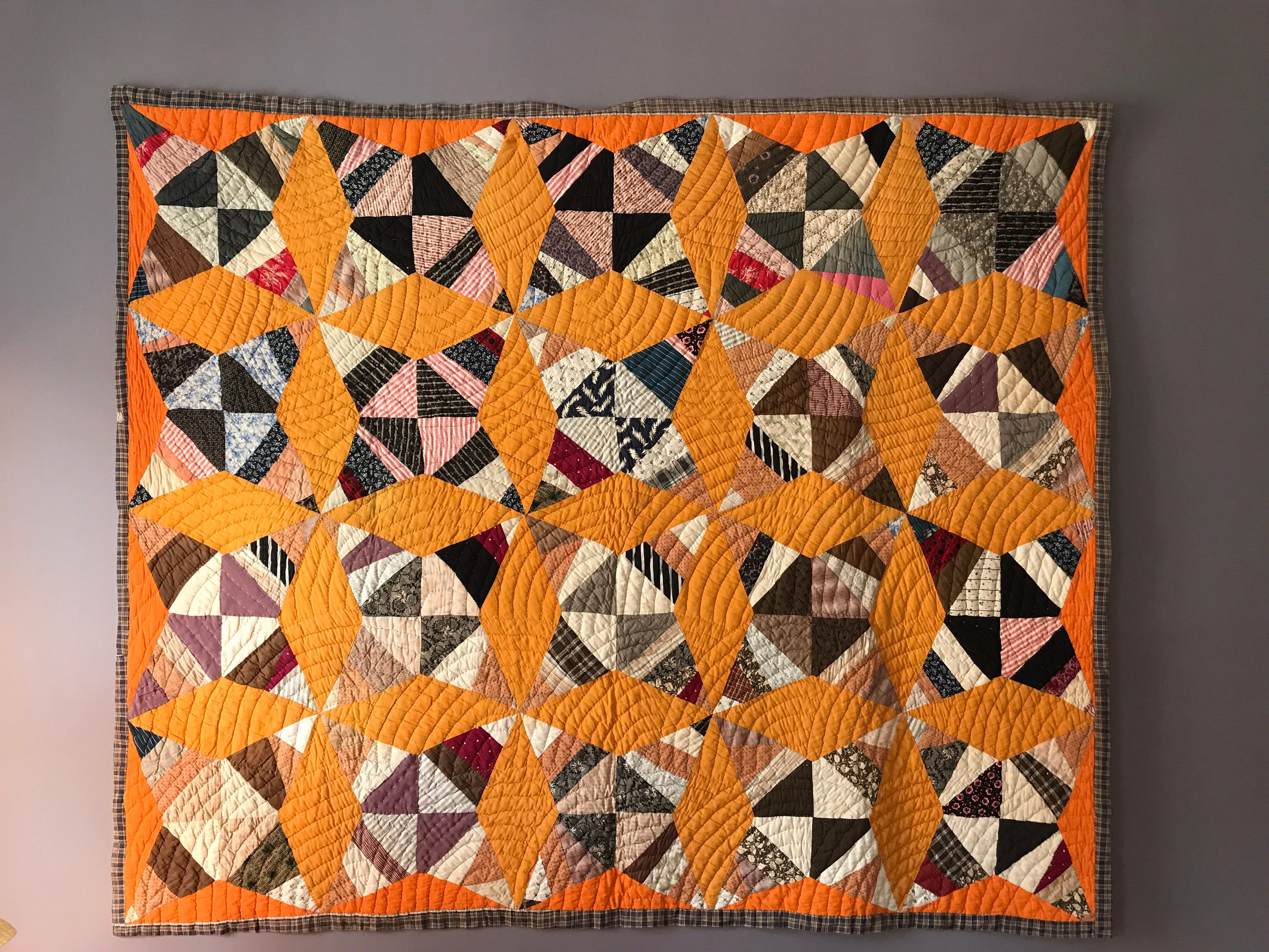 Four point star patchwork quilt from the 1930s, USA
