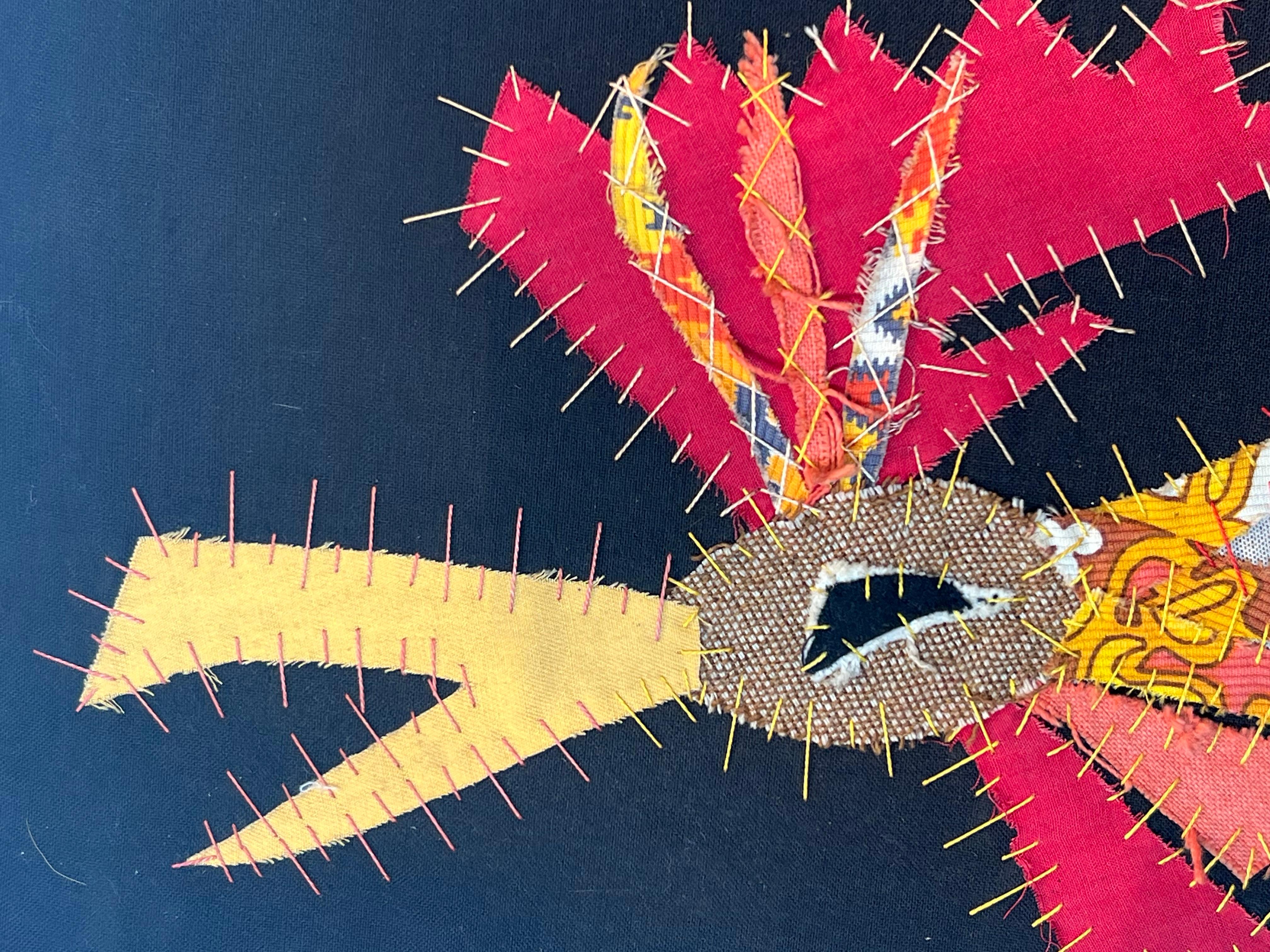 Patchwork Representing a Rooster Signed Jean Joseph For Sale 8