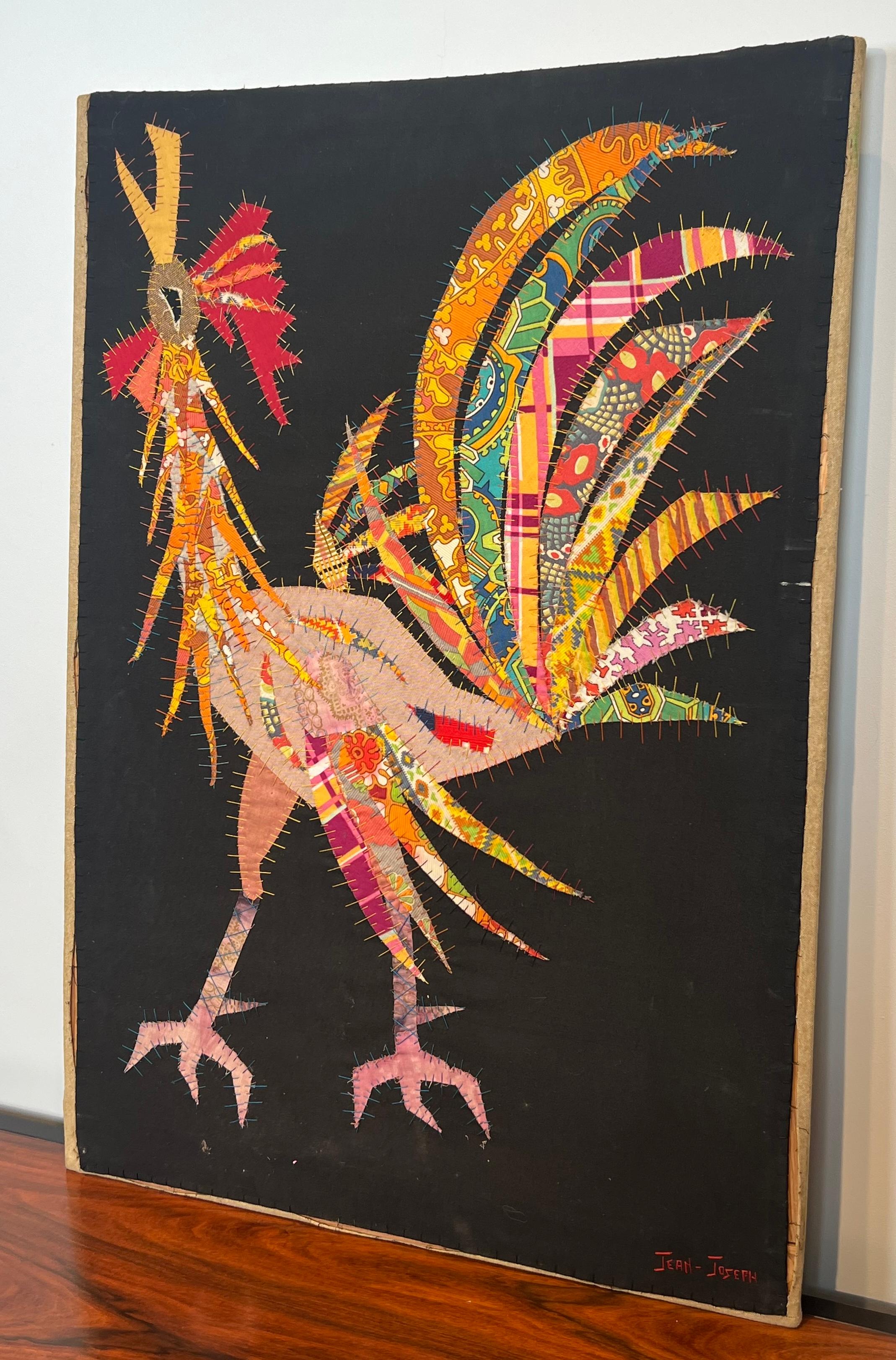 Patchwork Representing a Rooster Signed Jean Joseph For Sale 12