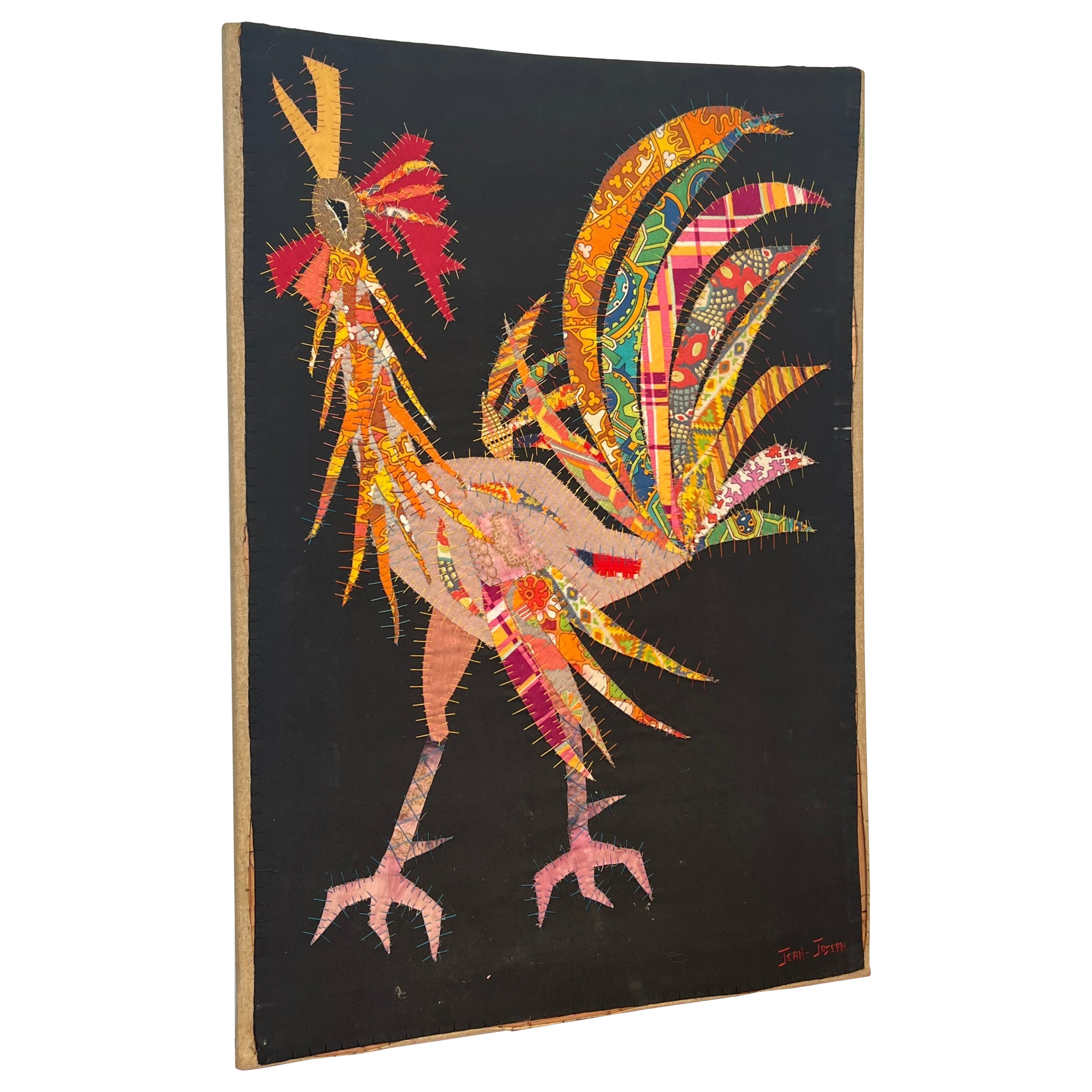 Patchwork Representing a Rooster Signed Jean Joseph