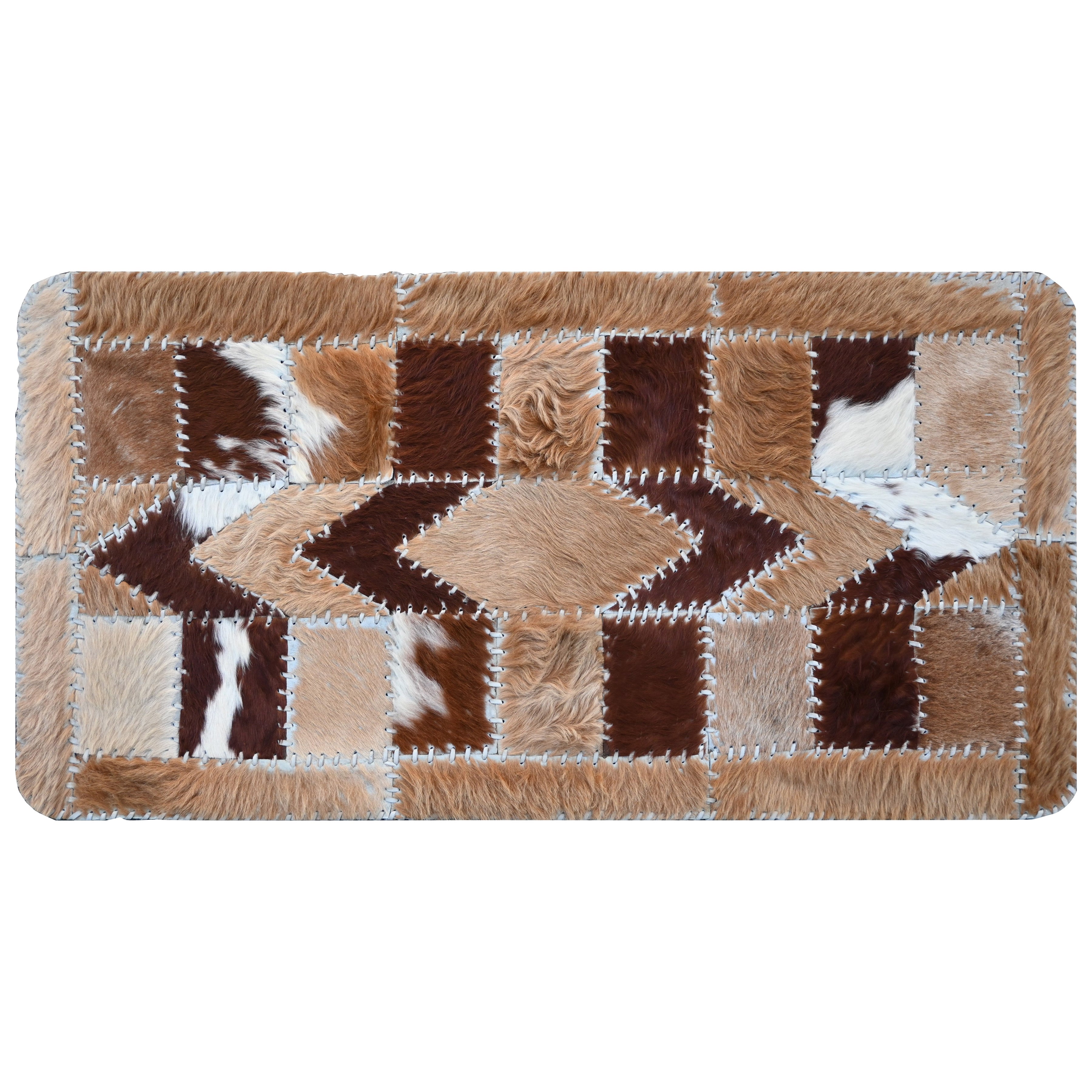 Patchwork rug in animal fur, circa 1980 - 60×120 cm - No. 1635 For Sale