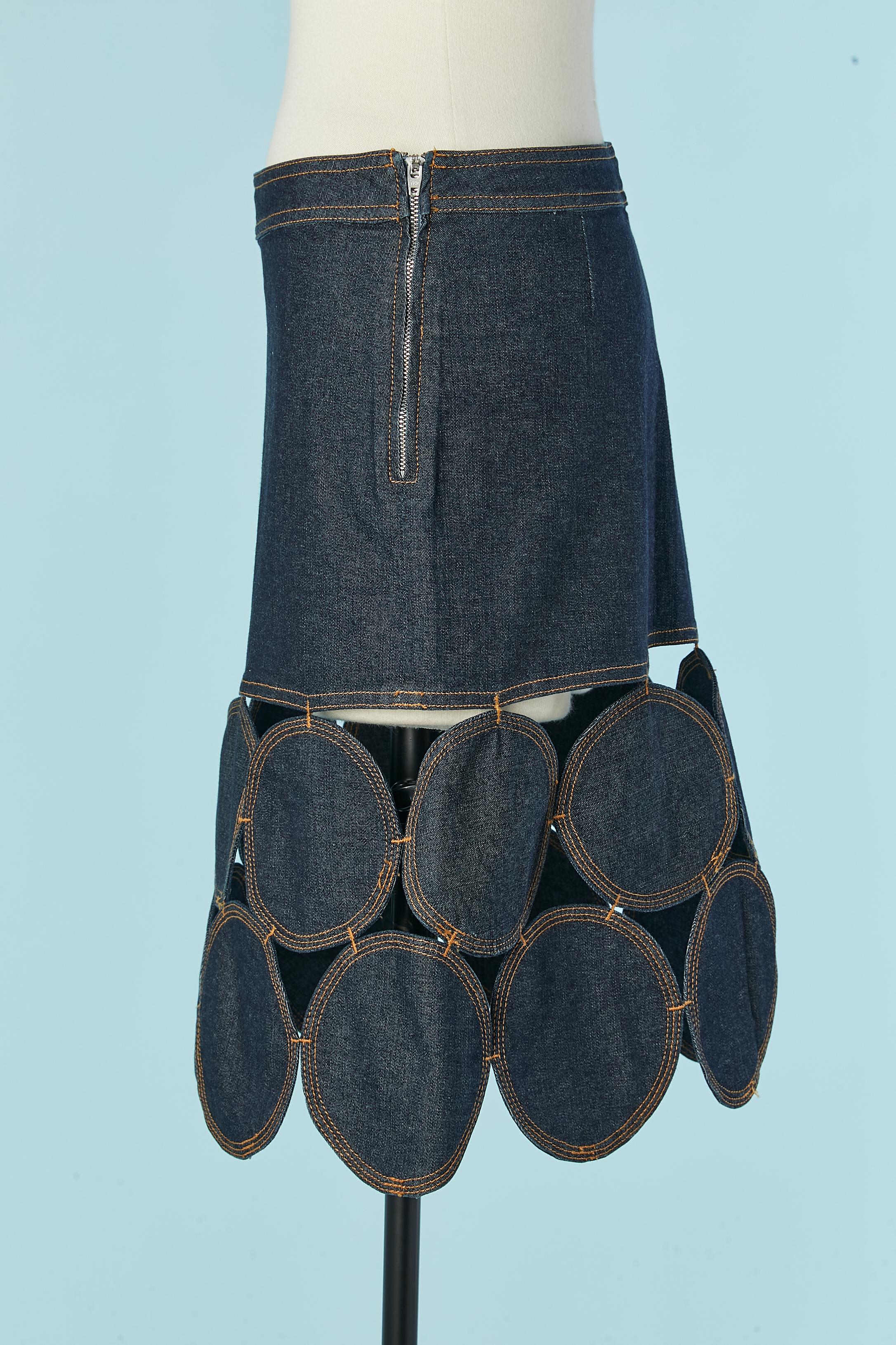 Patchwork skirt in blue denim MOSCHINO Jeans In Excellent Condition For Sale In Saint-Ouen-Sur-Seine, FR