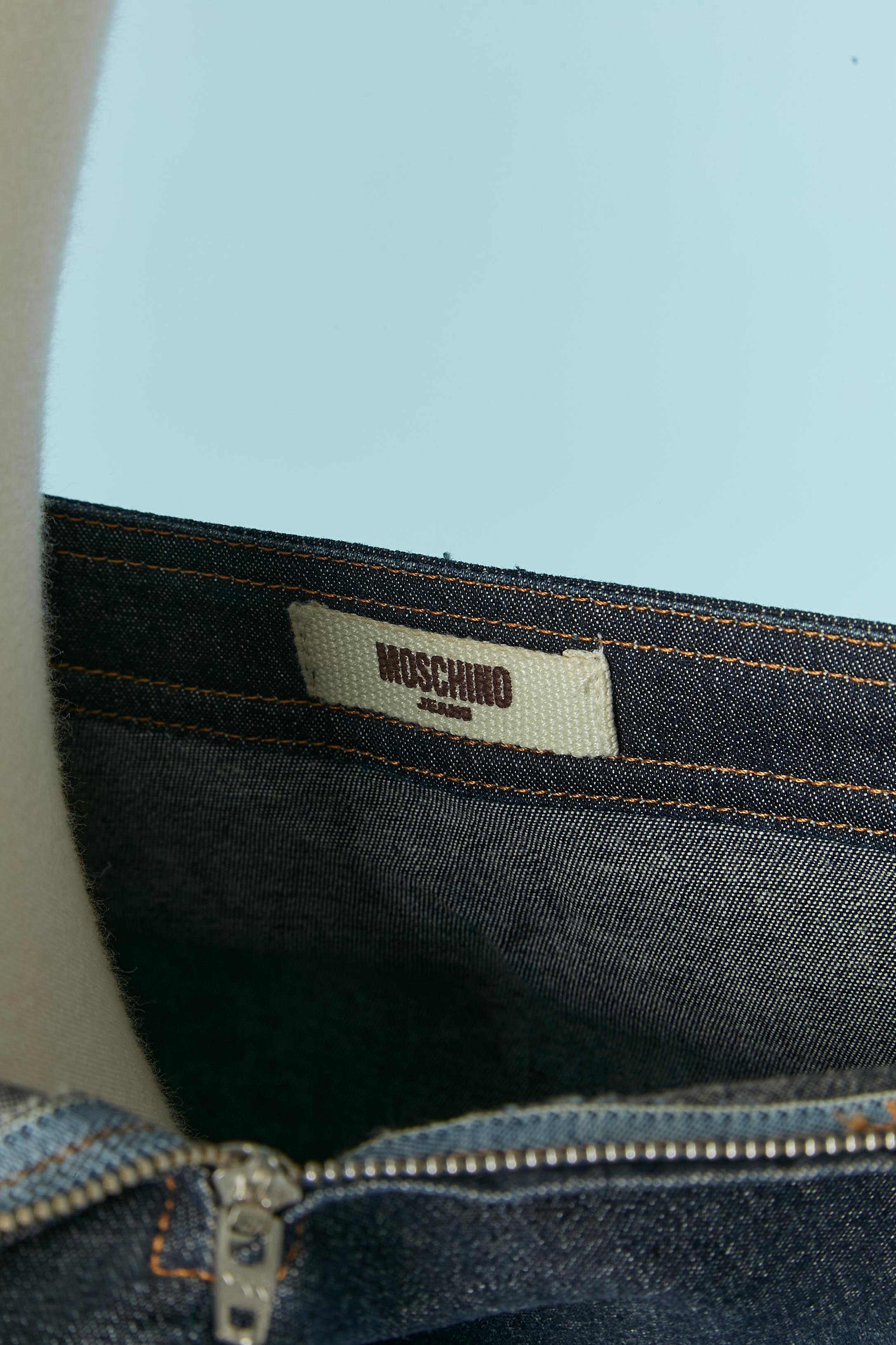 Patchwork skirt in blue denim MOSCHINO Jeans For Sale 1