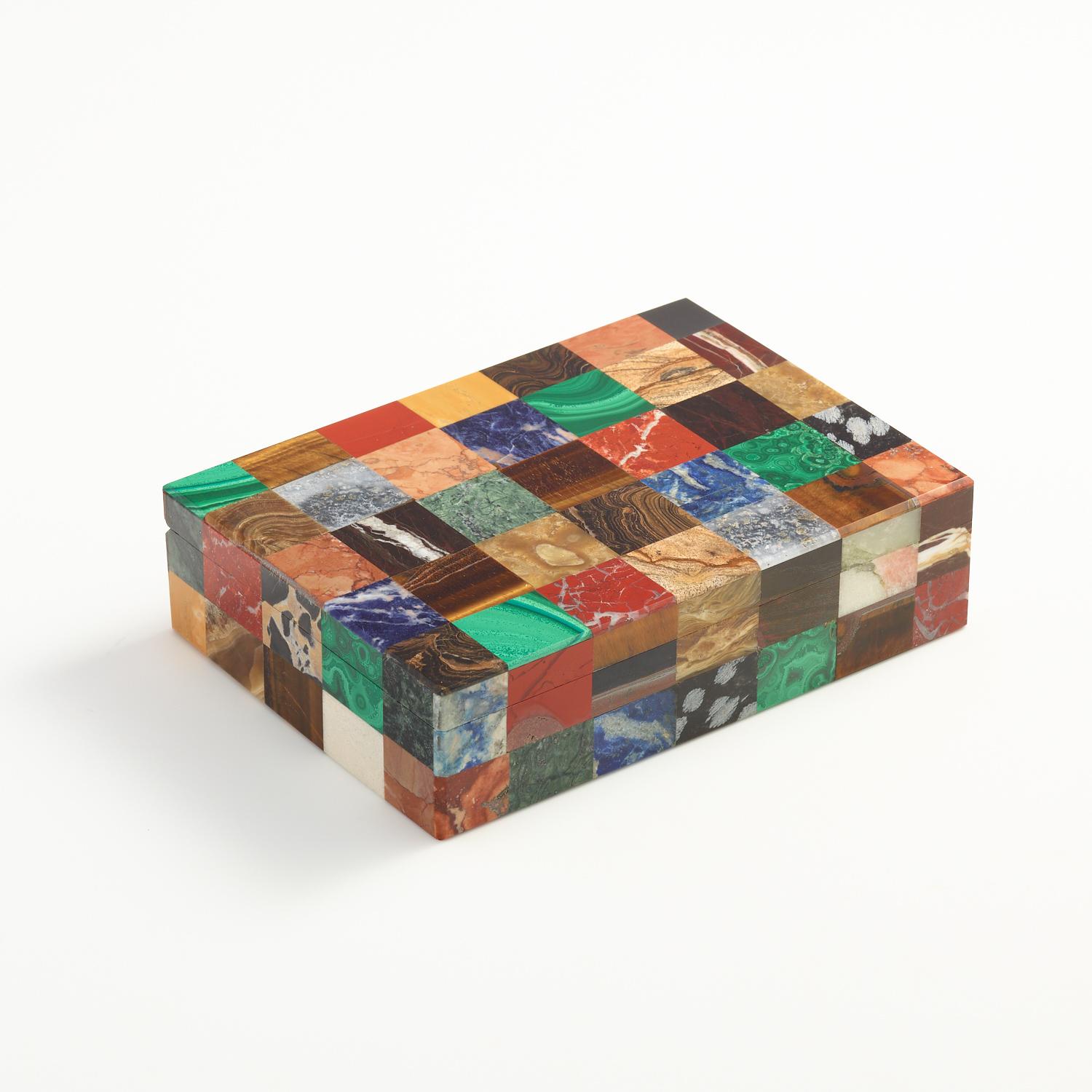 Mid-20th Century Patchwork Stone Specimen Box Italy circa 1930